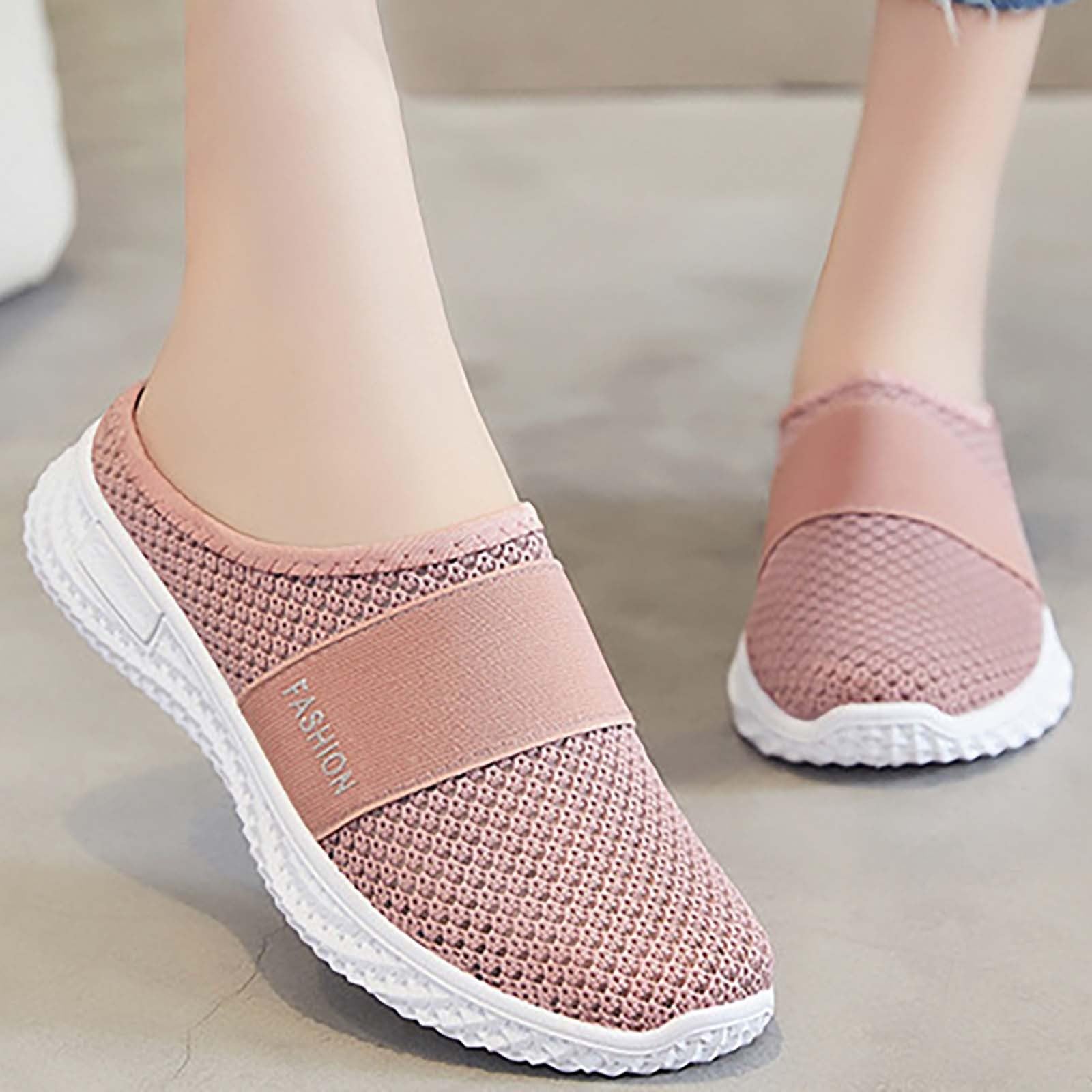 **Women's & Men's Breathable Mesh Slip-On Sneakers - Backless Walking Shoes for Summer, Casual Dress & Tennis - Waterproof Platform Cross Trainer for Gym, Work & Travel**