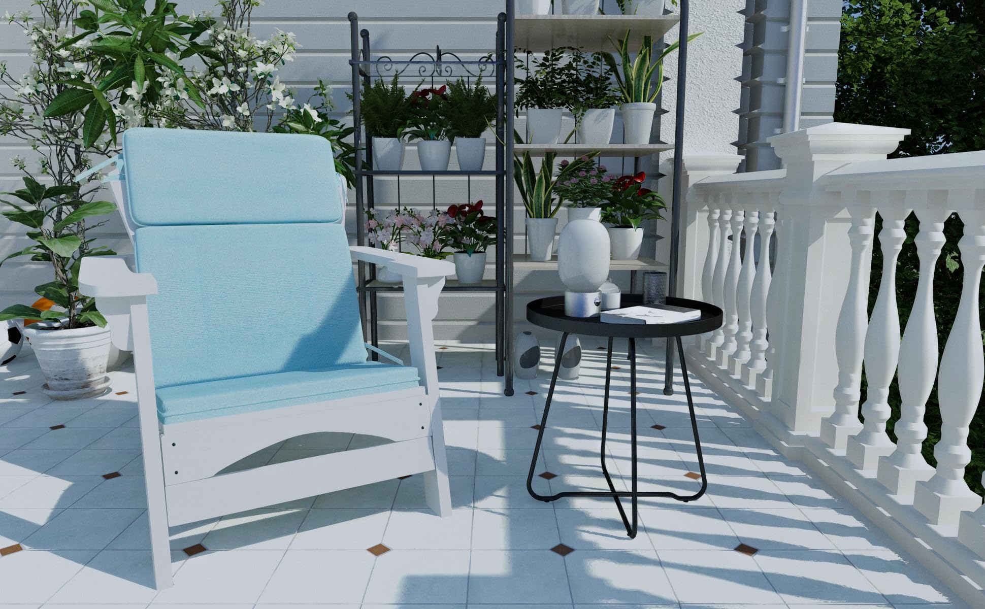 BOSSIMA Indoor Outdoor High Back Chair Cushions - Replacement Patio Chair Seat Cushions Set of 2, Olefin Light Blue - Perfect for Garden, Poolside, and Patio Furniture Comfort