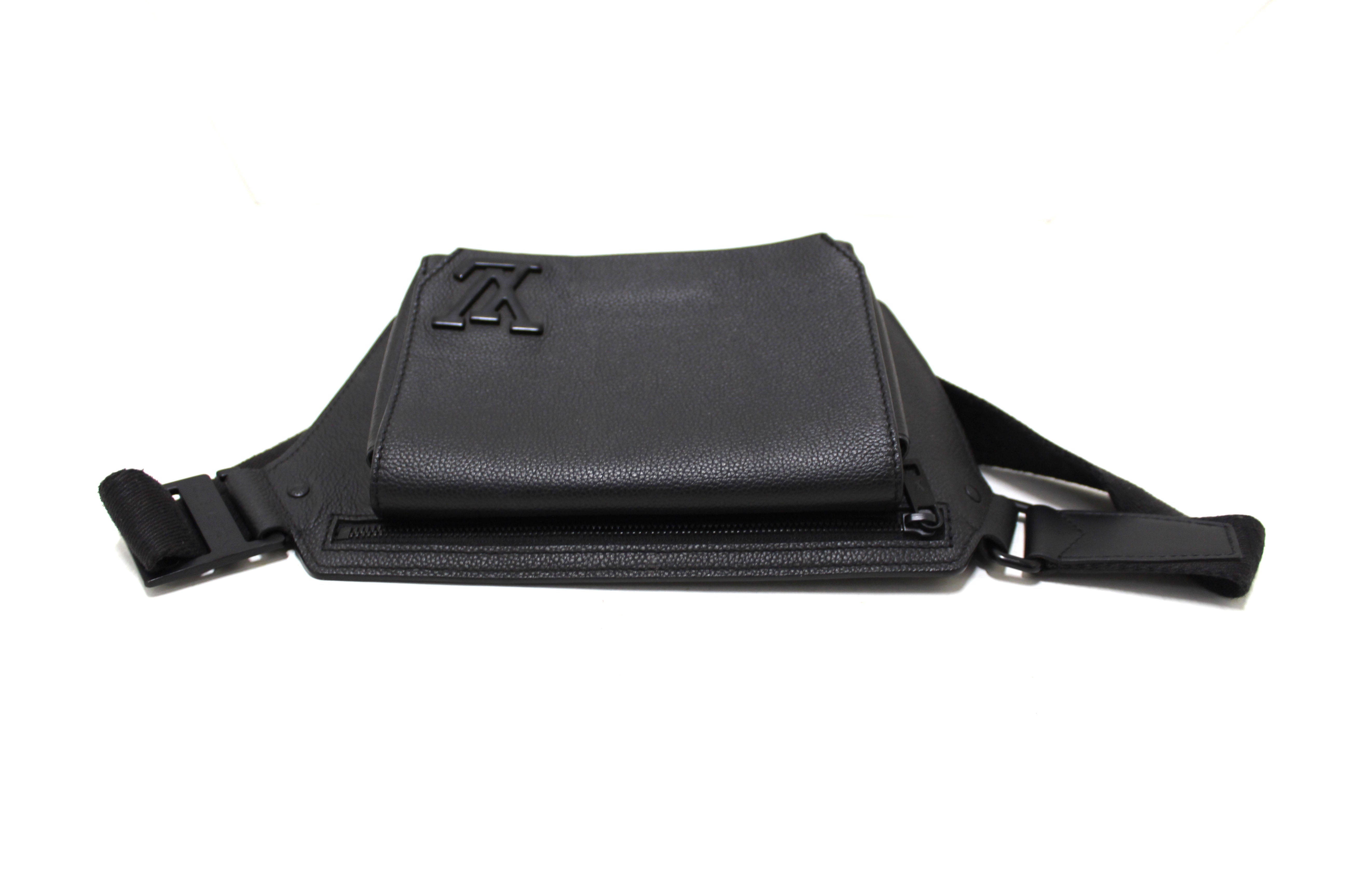 Authentic Louis Vuitton Black Leather Takeoff Sling Bag for Men & Women - Luxury Crossbody Purse for Travel, Work & Everyday Use