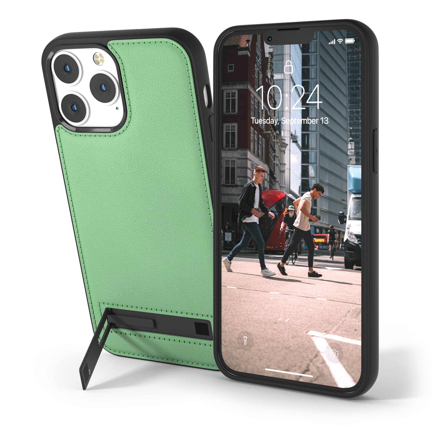 Premium Genuine Leather iPhone 13 Pro Max Case with MagSafe & Kickstand | Snakehive Metro Leather Cover | Durable Protection & Hands-Free Stand | Perfect for Work, Travel & Everyday Use (Green)
