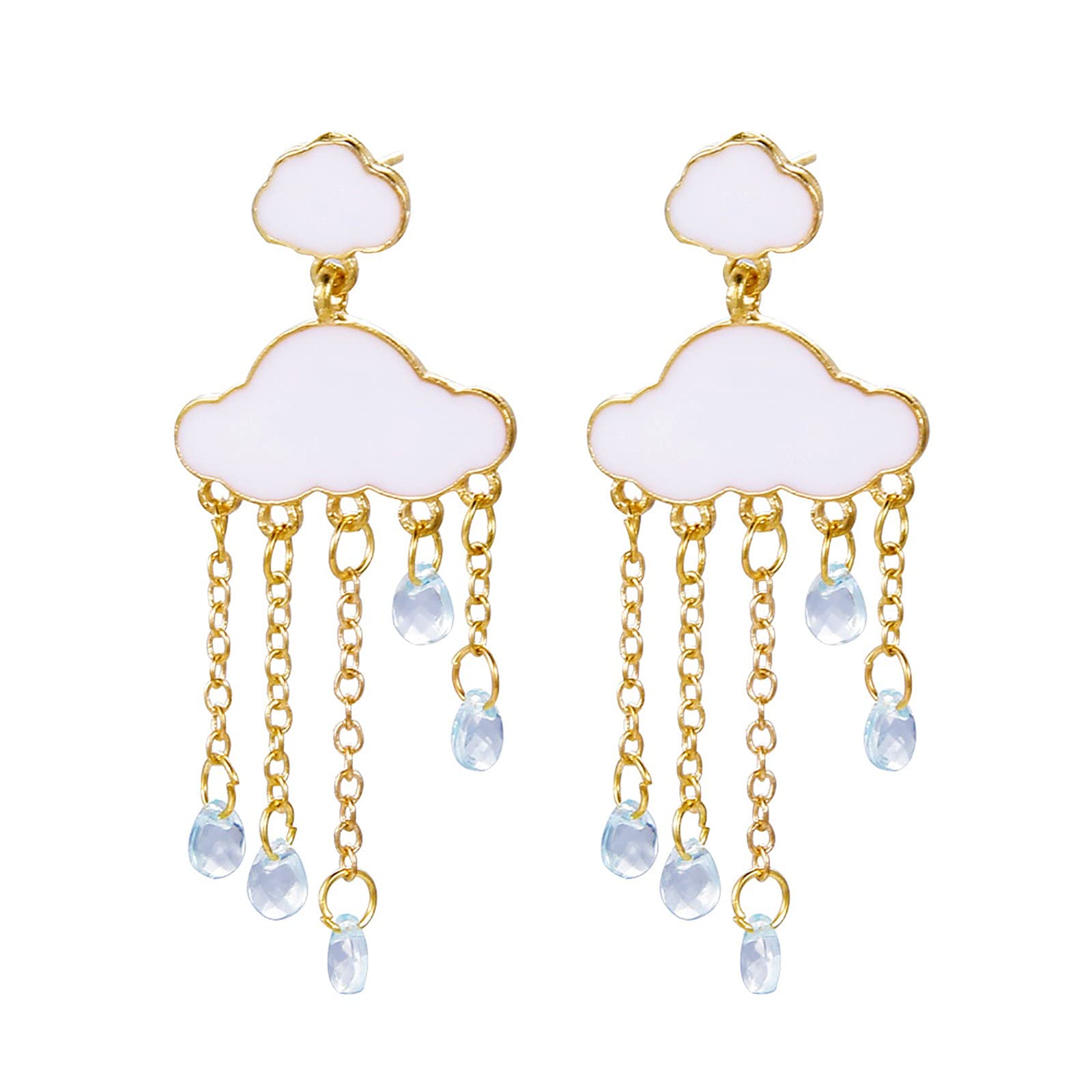 Fashionable Cloud Earrings for Women - Rhinestone Owl Stud Earrings in Silver & White (Multicolor, One Size) | Perfect for Casual Wear, Parties & Gifts