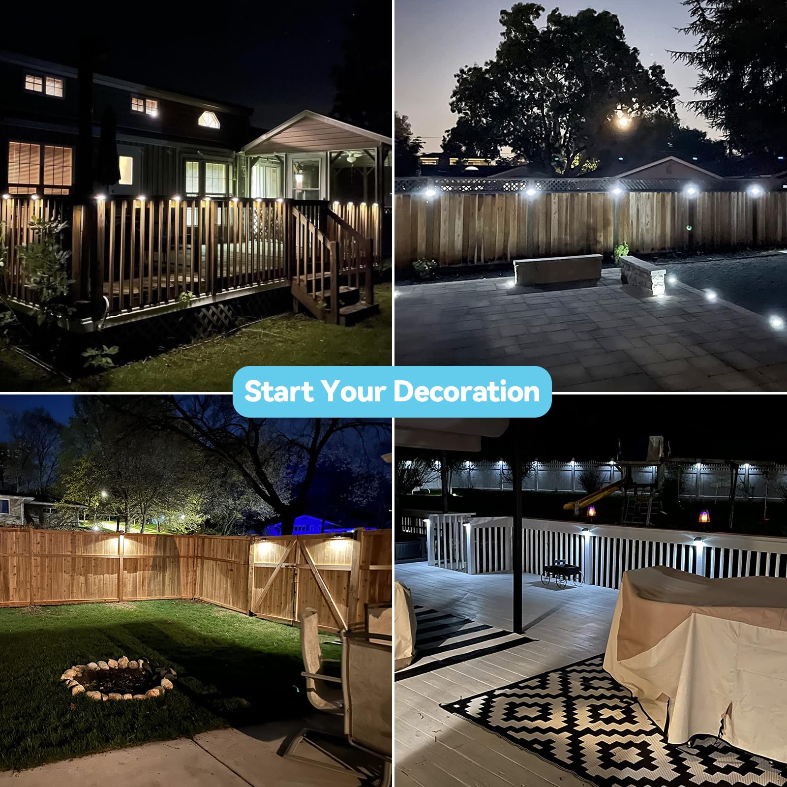 Bridika 12 Pack Solar Fence Lights - Warm White & White LED Outdoor Wall Lights, Waterproof Solar Powered for Steps, Backyard, Patio, Deck Railing & Stairs | Perfect for Garden, Pathway & Landscape Lighting at Night