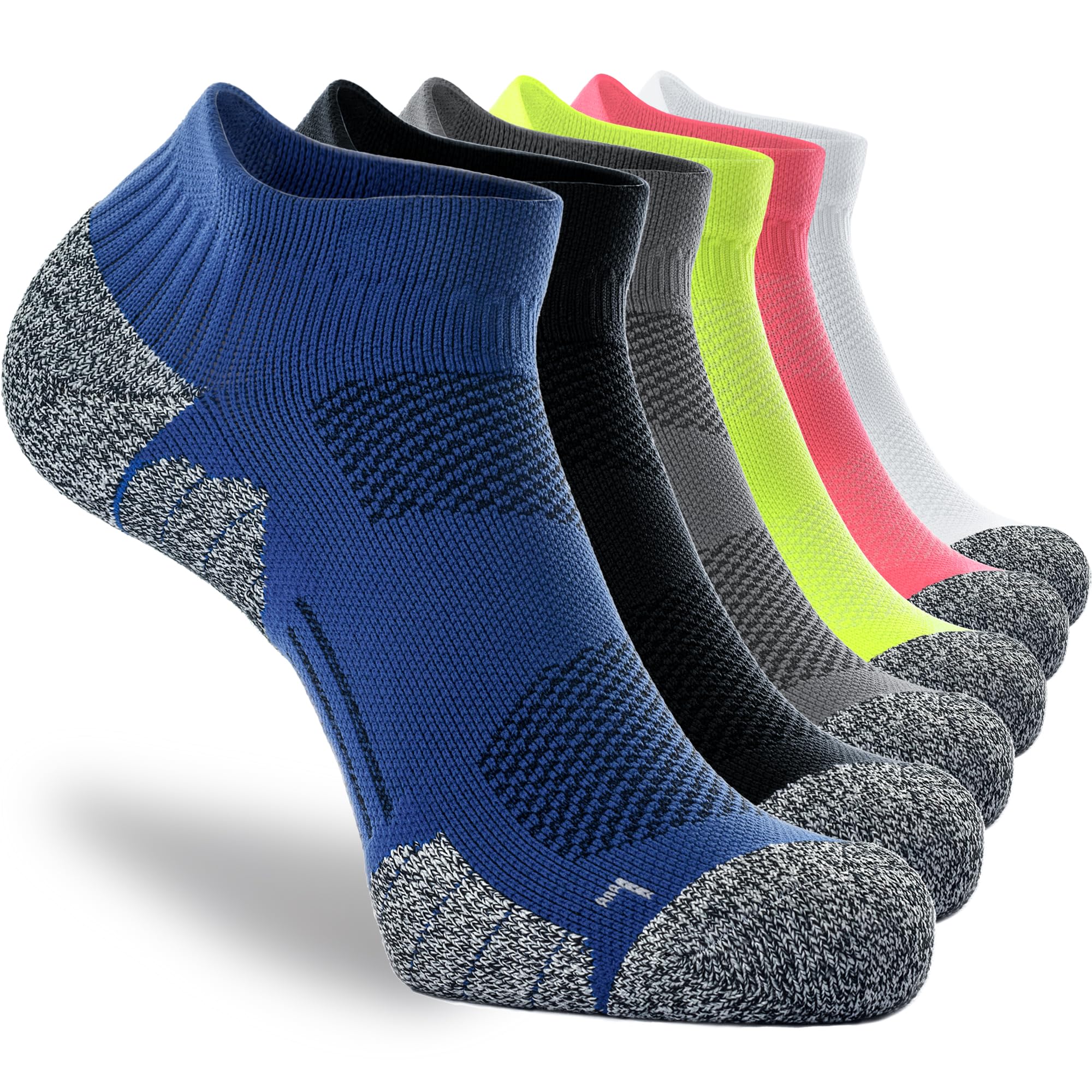 CWVLC Unisex Cushioned Compression Athletic Ankle Socks 6-Pack - Breathable Moisture-Wicking Workout Socks for Running, Hiking & Sports Performance