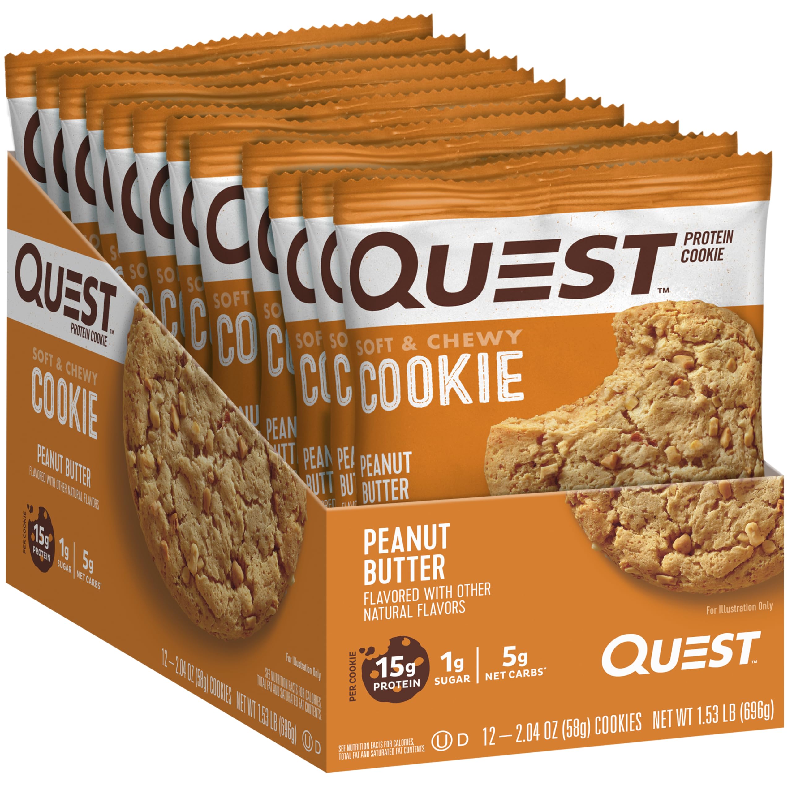 Quest Nutrition Peanut Butter Protein Cookies & Cheddar Cheese Crackers - High Protein, Low Carb Snacks, 12 Count (1.06 oz Bags Each) - Perfect for Keto Diet, Gym Workouts, and Healthy On-the-Go Snacking