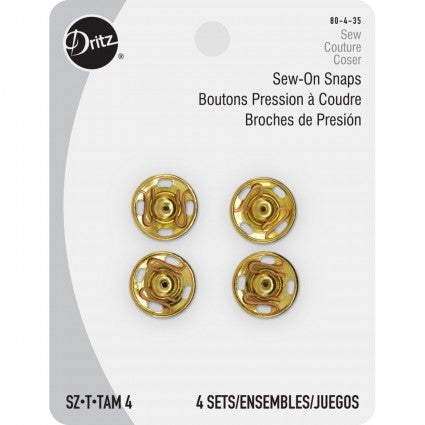 Size 4 Gold Sew On Snaps for Clothing - Heavy Duty Metal Buttons for Jackets, Dresses, DIY Crafts & Costume Making