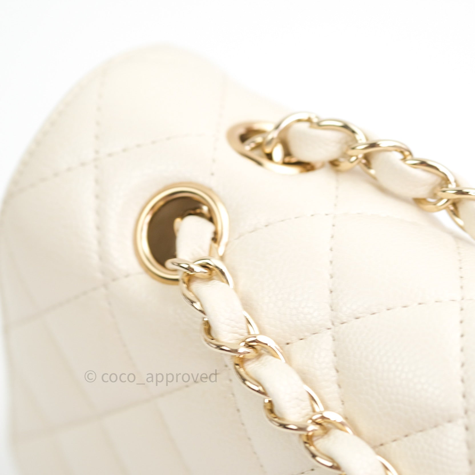 Chanel Classic Double Flap Quilted Medium/Large Bag in Ivory Caviar Leather with Gold Hardware - Luxury Designer Handbag for Women, Perfect for Work, Parties & Special Occasions