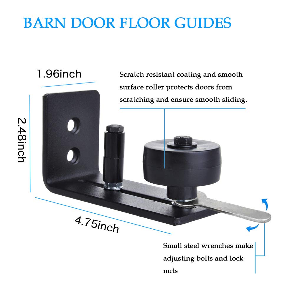 Adjustable Sliding Door Floor Guide with Screws - 8 Versatile Options for All Barn & Sliding Doors (Black) - Perfect for Stable, Garage & Home Use
