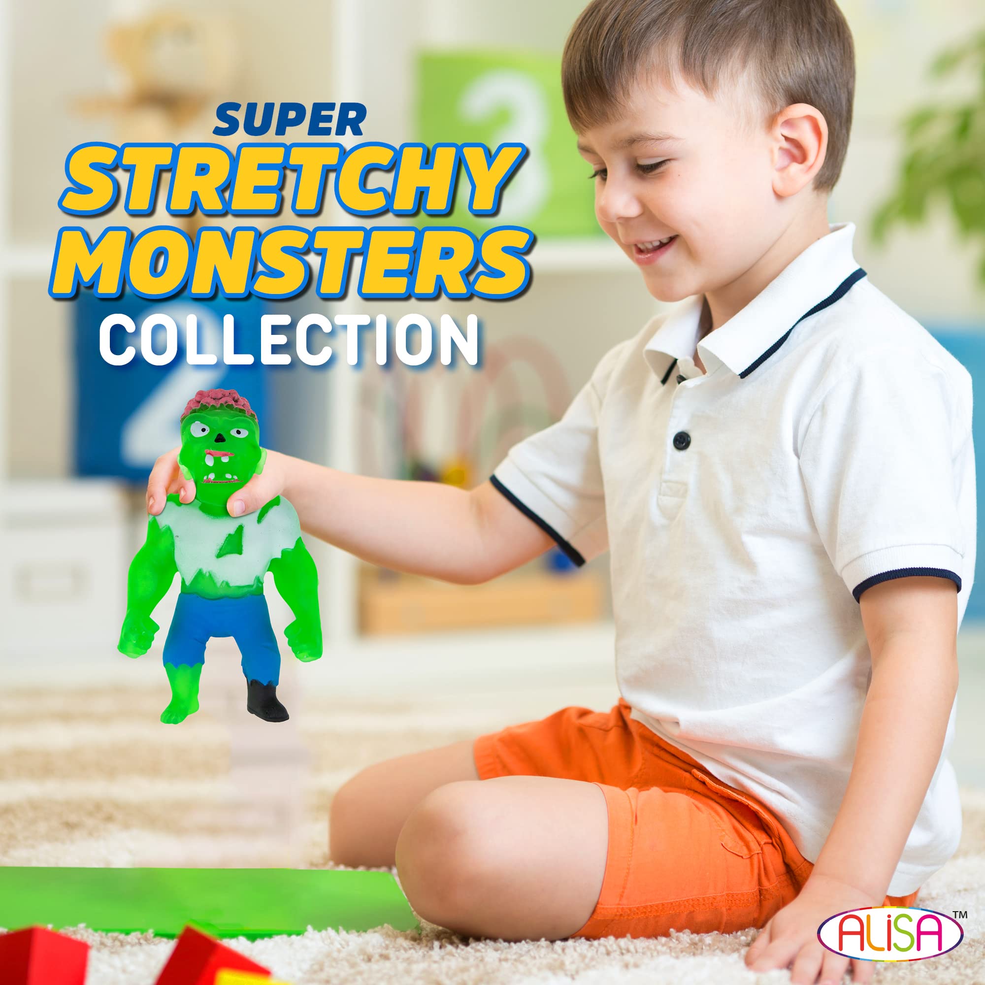 Monster Flex Stretchy Sensory Toys for Kids - Set of 2 Spooky Stretch Monsters - Stress Relief Fidget Toys for Boys & Girls - Perfect for Birthday Party Favors, Classroom Rewards & Anxiety Relief