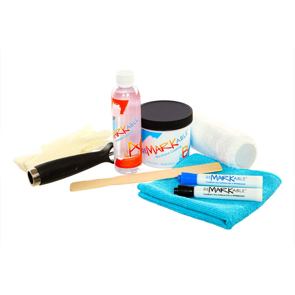 Remarkable Whiteboard Dry Erase Paint Kit - 50 ft² Coverage (18 fl oz) | Transform Walls & Surfaces into Writable Whiteboards | Perfect for Home Offices, Classrooms & Creative Spaces