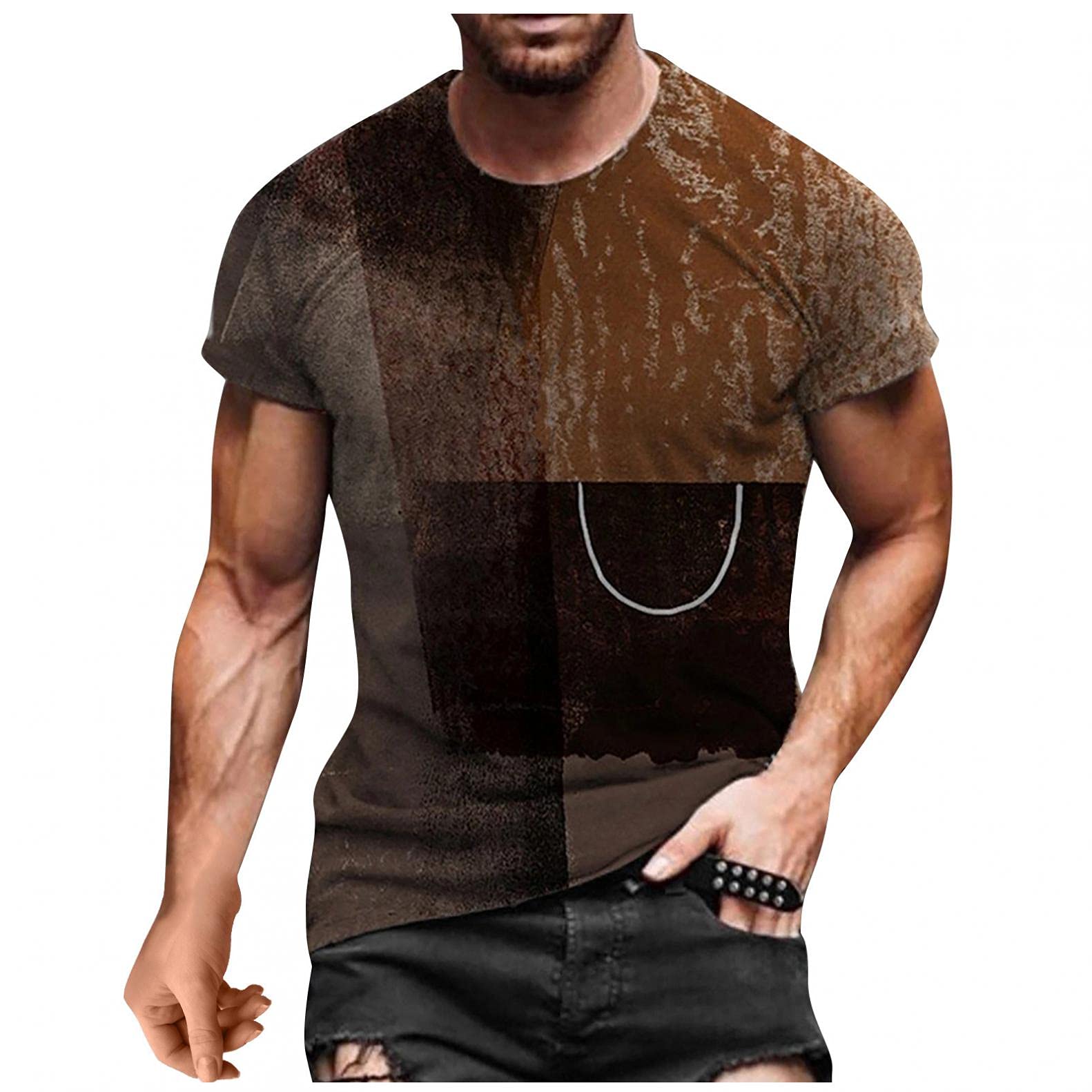 Men's Casual Streetwear T-Shirt - Abstract Graffiti Print Round Neck Short Sleeve Tee | Trendy Urban Fashion for Daily Wear, Street Style & Weekend Outfits