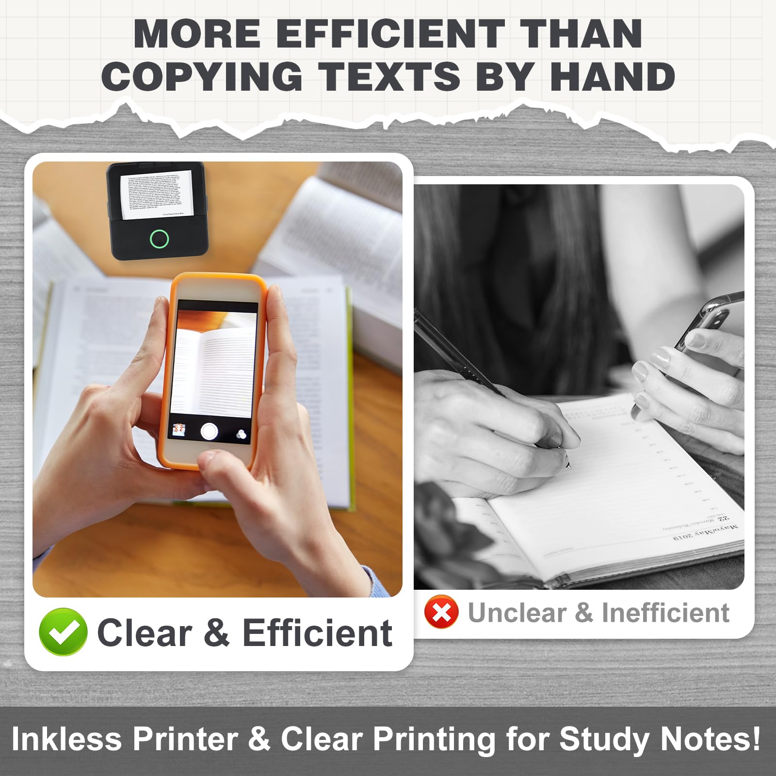 Print Pods Mini Printer - Portable Thermal Inkless Sticker Maker with 10 Rolls Paper for iPhone & Android | Perfect for Notes, Flashcards, Journaling, DIY Crafts, and School Projects | Wireless Pocket Printer for Instant Printing on the Go
