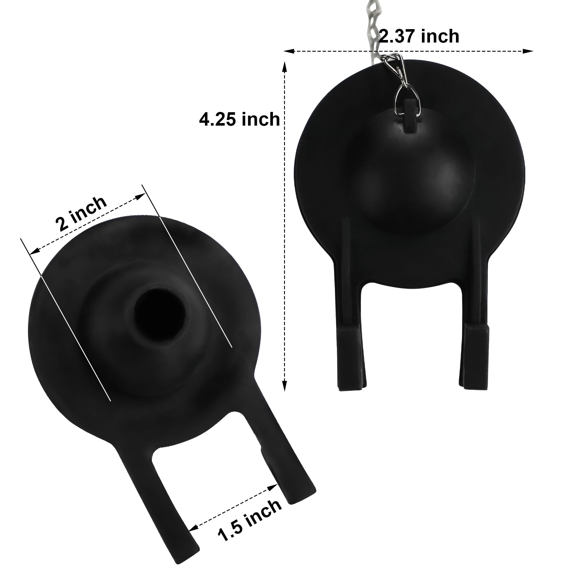 2 Pack Universal 2-Inch Toilet Flapper Replacement Kit - High Performance Toilet Tank Flapper with Stainless Steel Chain & Hook, Durable Rubber for Long Lasting Use - Easy to Install Black (Perfect for Home, Hotel, and Office Bathroom Repairs)