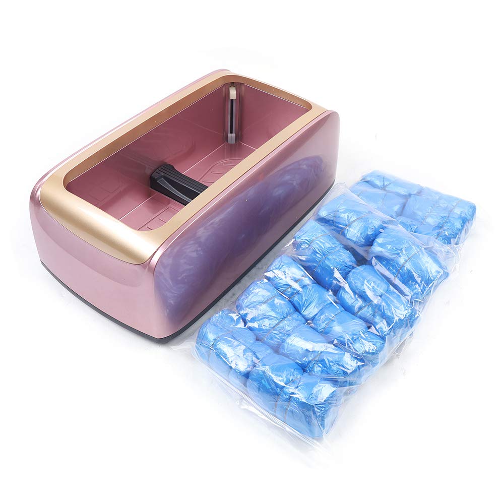 Automatic Shoe Cover Dispenser Machine with 200pcs Disposable Plastic Shoe Covers (Rose Red) - Perfect for Hospitals, Clean Rooms, and Home Protection