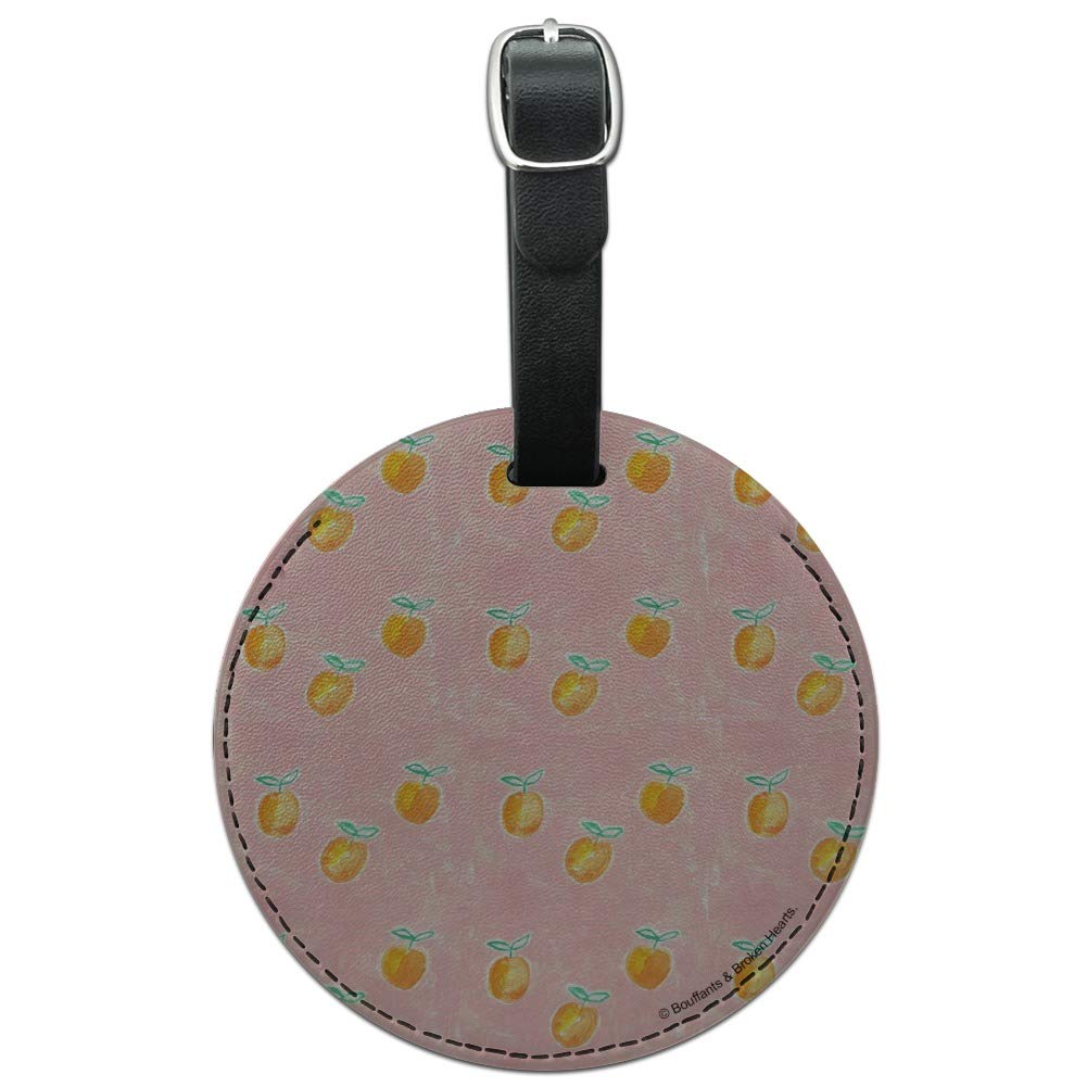 Stylish Round Leather Luggage Tag with Painterly Citrus Orange Pattern - Perfect for Carry-On Bags, Suitcases & Travel Accessories