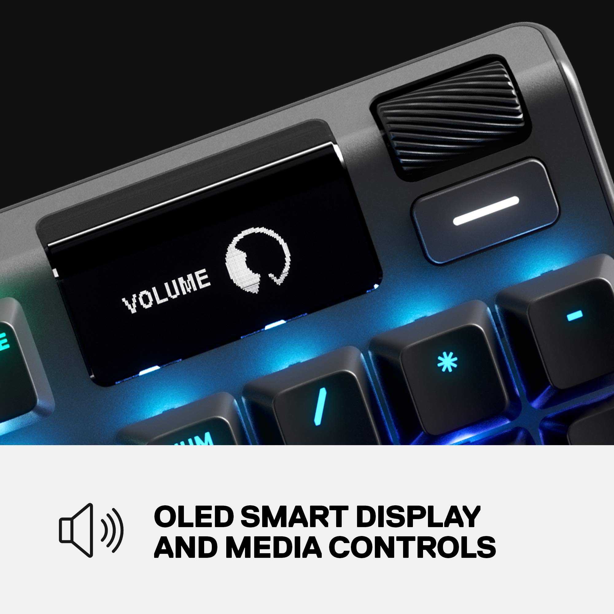 SteelSeries Apex 7 Mechanical Gaming Keyboard with OLED Smart Display - USB Passthrough & Media Controls - Tactile Quiet Brown Switch - RGB Backlit for PC, Mac, PS5, Xbox - Perfect for Gaming, Streaming & Office Work