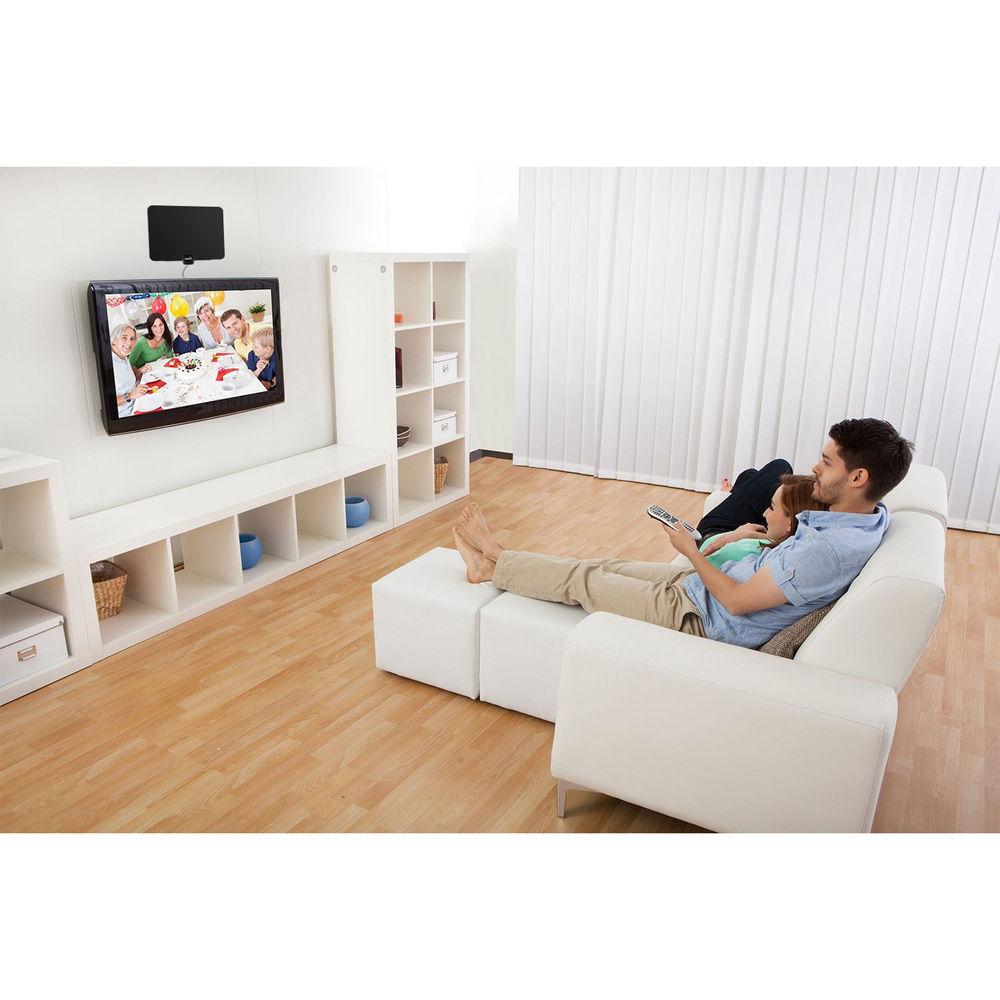 Digital Amplified HDTV Antenna - Indoor Flat UHF/VHF TV Antenna with Detachable Signal Booster for 1080P HD Channels | Perfect for Home, Apartment & RV Use