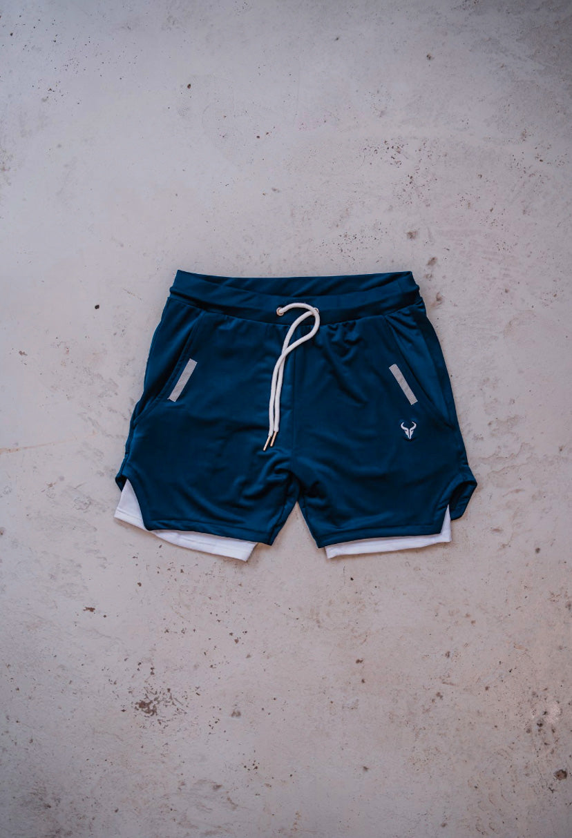 Cerus Navy Proctor 2-in-1 Running Shorts with Built-in Liner - Men's Athletic Workout Gym & Training Shorts for Running, Basketball & Outdoor Sports