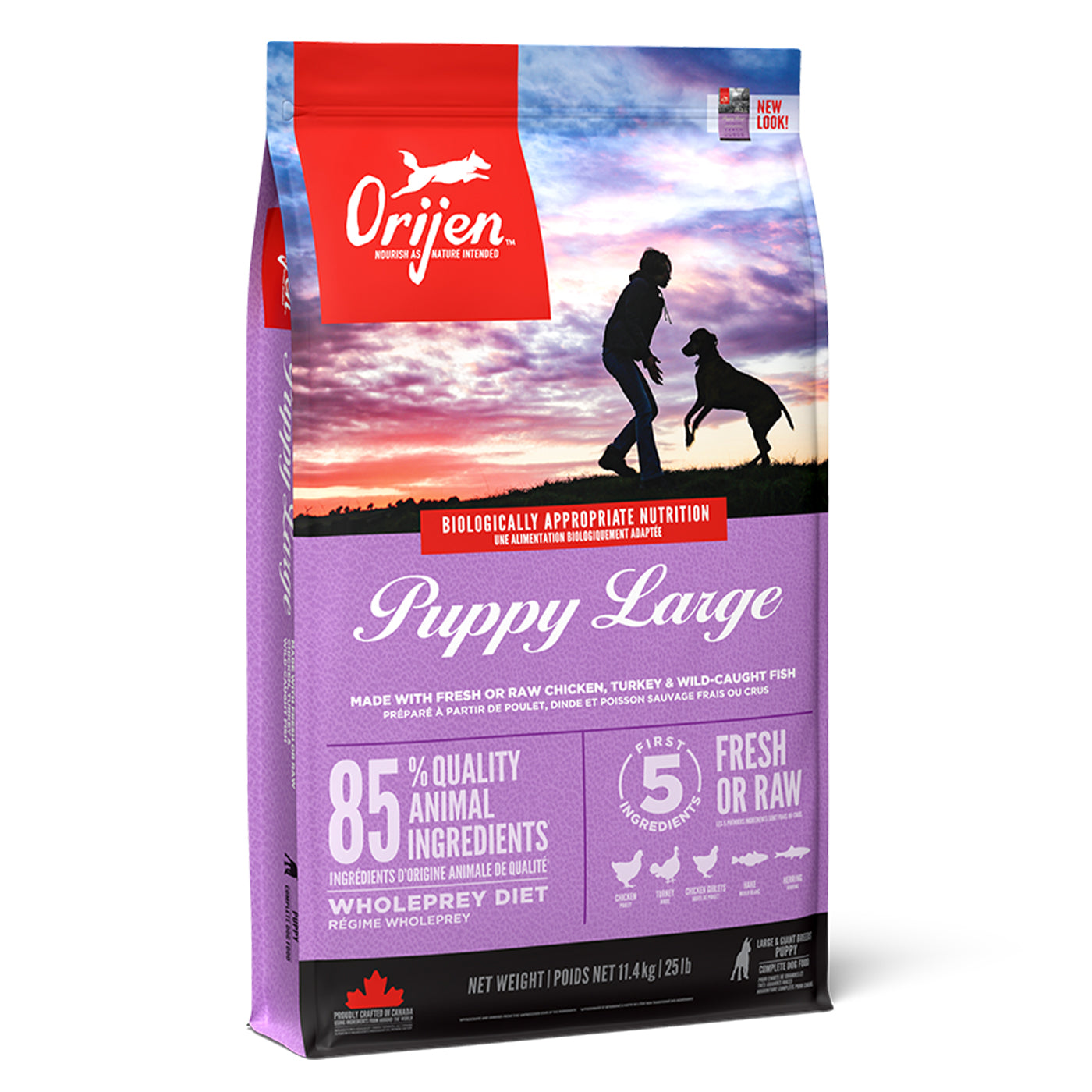 ORIJEN Premium Large Breed Puppy Dry Dog Food - High Protein Grain-Free Formula for Growing Puppies - 11.4kg (25.1 lbs) - Perfect for Active Large Breed Puppies' Muscle Development & Joint Health