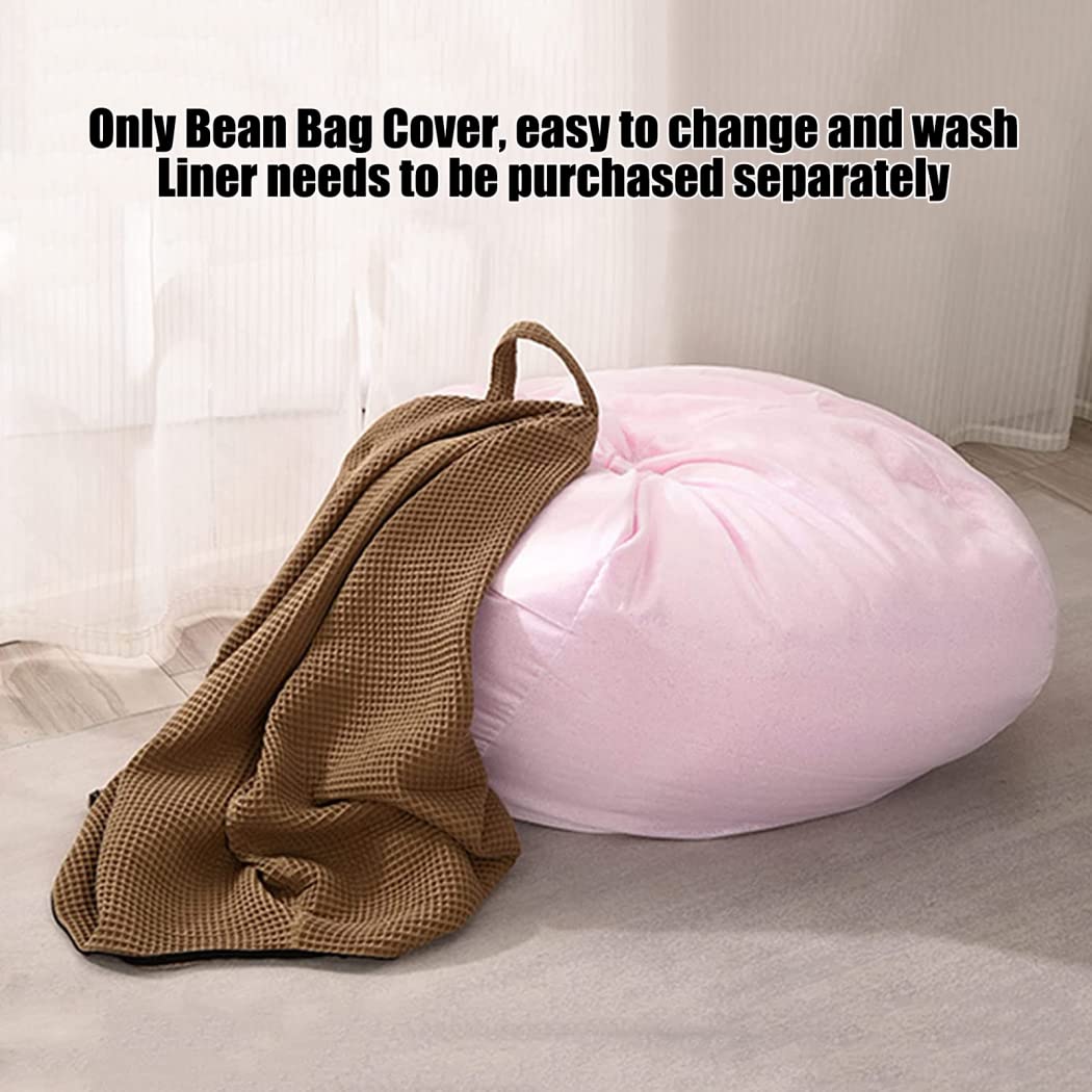 Soft Cotton Bean Bag Chair Cover (No Filler) - 100x100cm Brown Stuffable Replacement Slipcover for Lazy Lounger & Sofa - Perfect for Kids & Adults - Ideal for Living Room, Bedroom, Playroom & Dorm Decor
