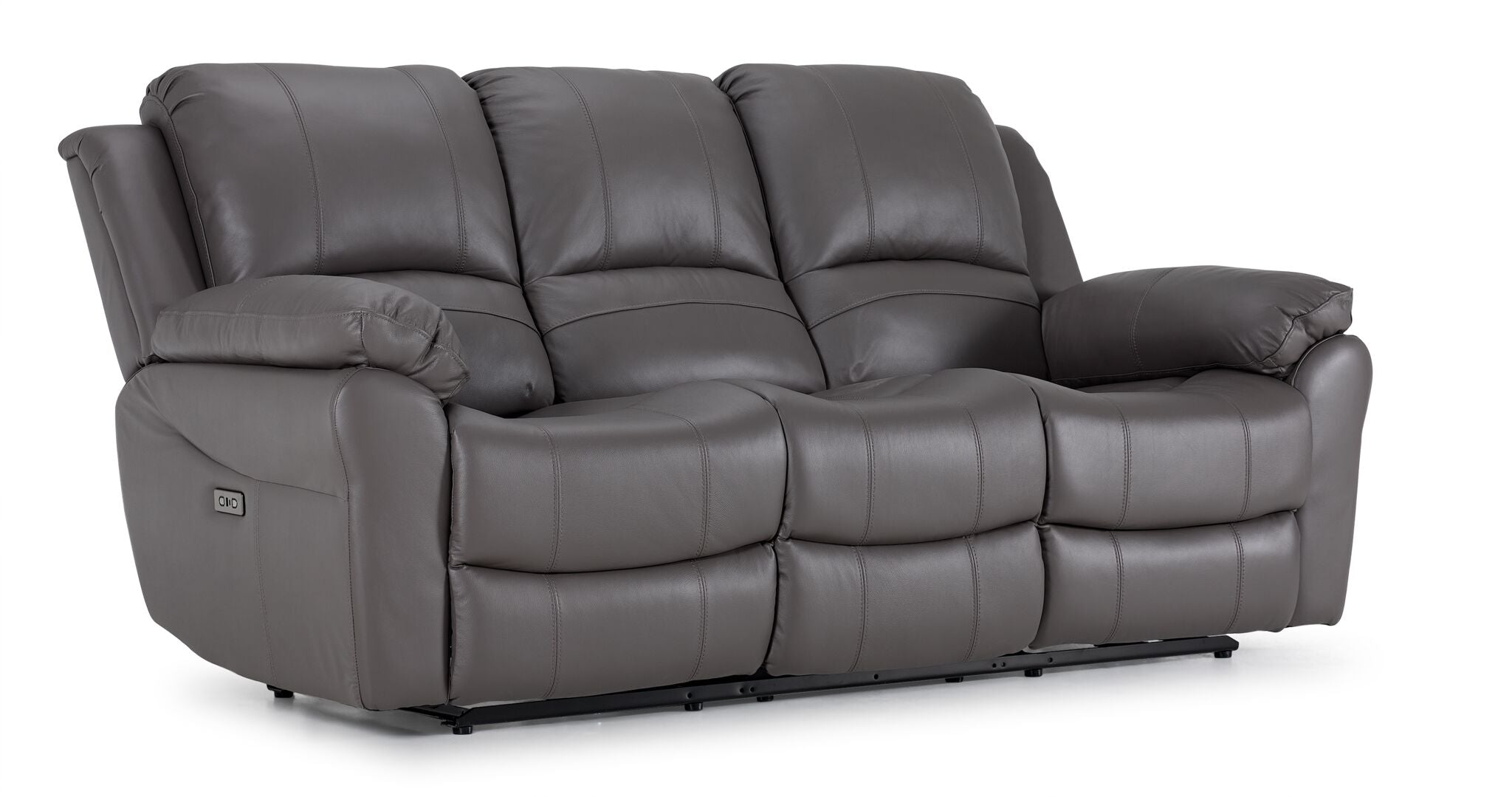 Alba Leather Power Reclining Sofa with USB Charging - Grey - Modern Living Room Furniture for Home Theater & Family Relaxation
