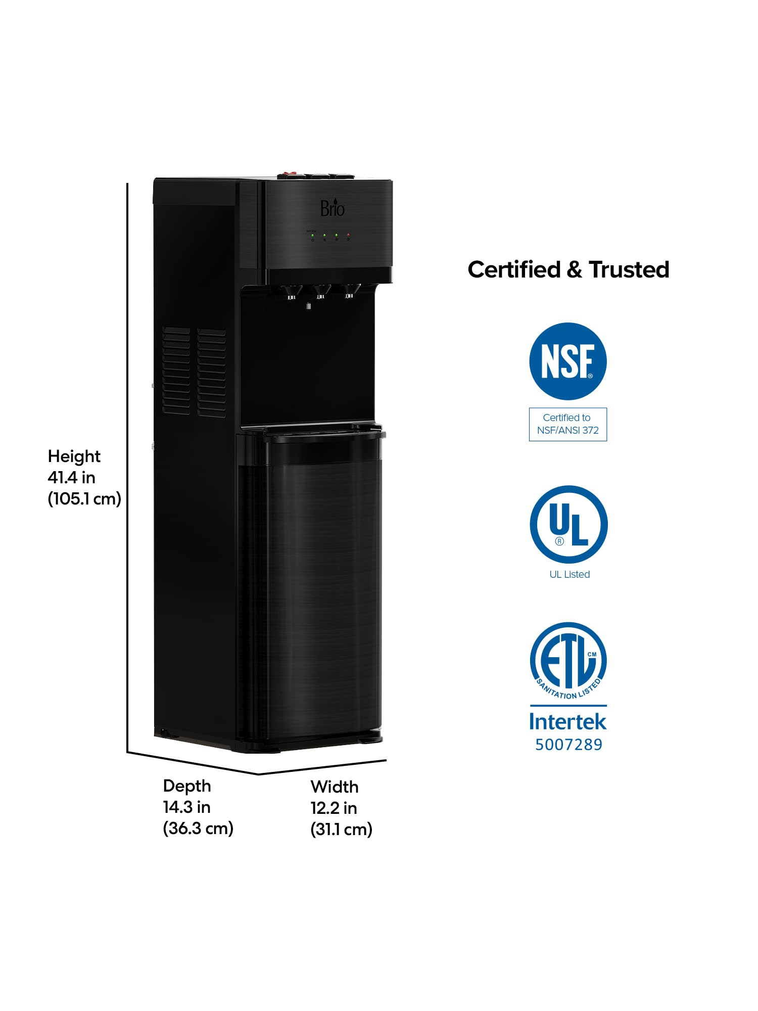 Brio 4-Stage Bottleless Water Cooler - Tri-Temp, UV Self-Cleaning, Child Lock for Home & Office