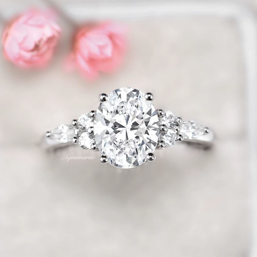 Evelyn Moissanite Engagement Ring 14K White Gold - Elegant Wedding Band for Proposals, Anniversaries & Special Occasions
