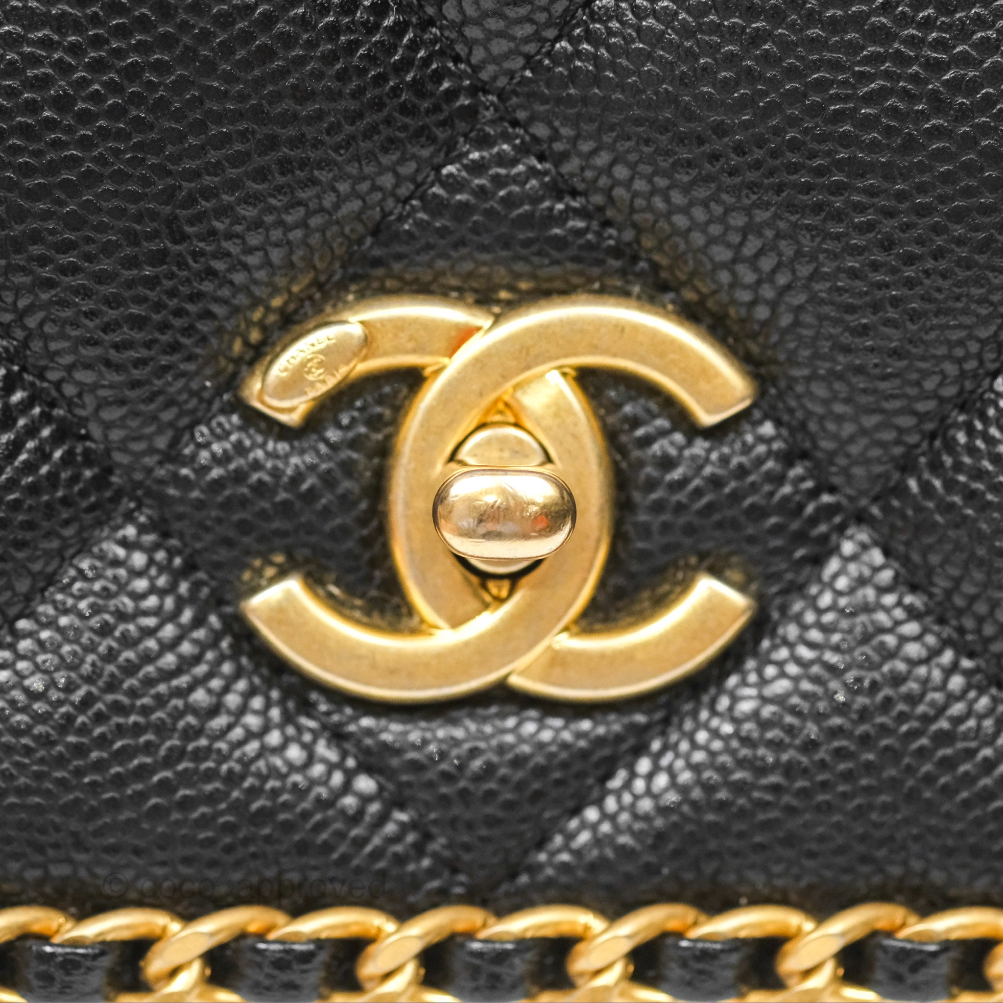 Chanel Chain Around Flap Bag Black Caviar Leather with Aged Gold Hardware - Luxury Crossbody Bag for Women, Perfect for Evening Parties & Special Occasions