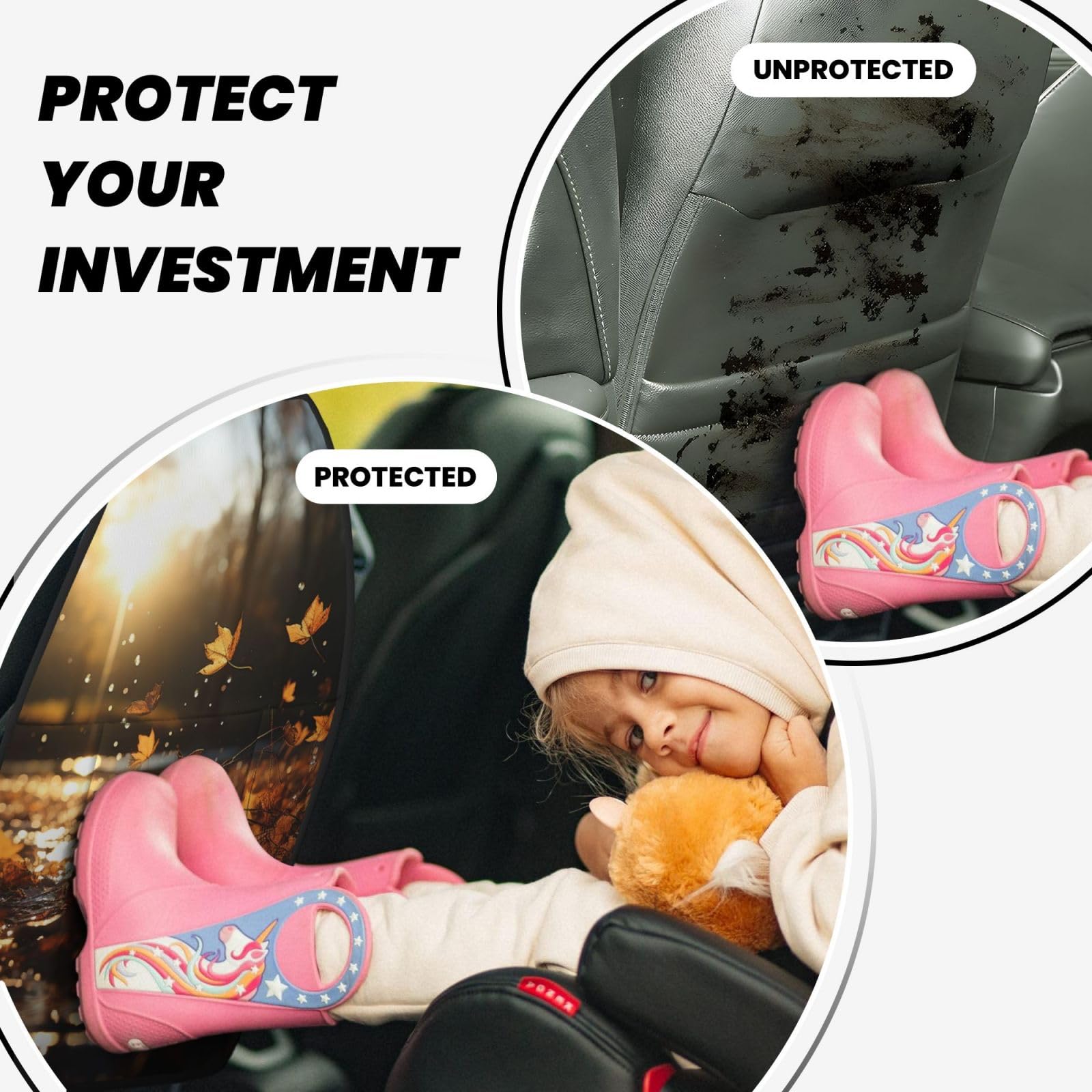 VTCTOASY 2 Pack Extra Large Waterproof Car Back Seat Protector with 3 Storage Pockets - Kick Mat & Backseat Organizer for Trucks, SUVs & Minivans - Prevent Dirt, Spills & Flying Debris (Perfect for Kids, Pets & Road Trips)
