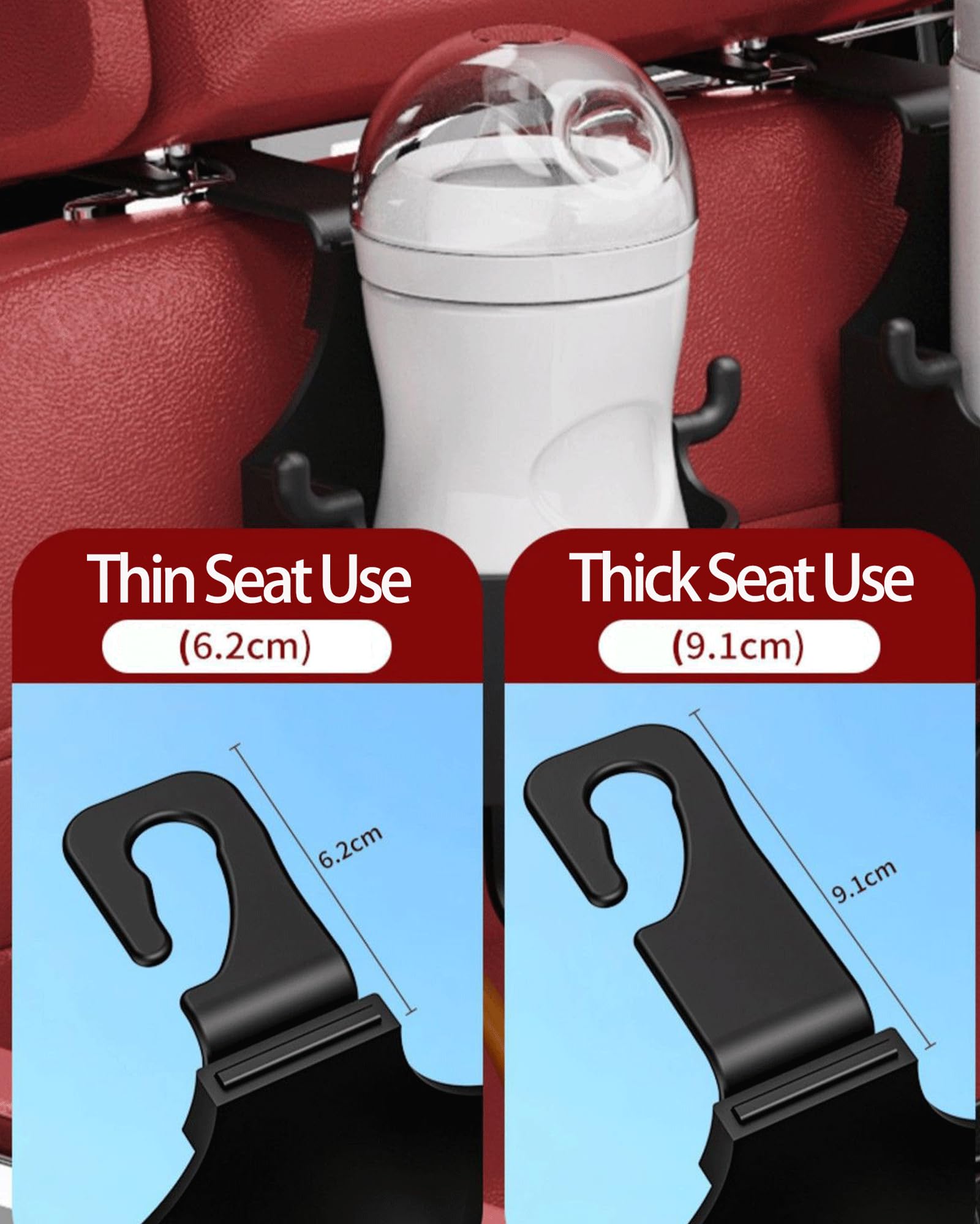 4PCS Multifunctional Car Seat Back Hook - Adjustable Phone Holder & Cup Storage Organizer for Car, Home, Office | Perfect for Road Trips, Commuting & Daily Organization
