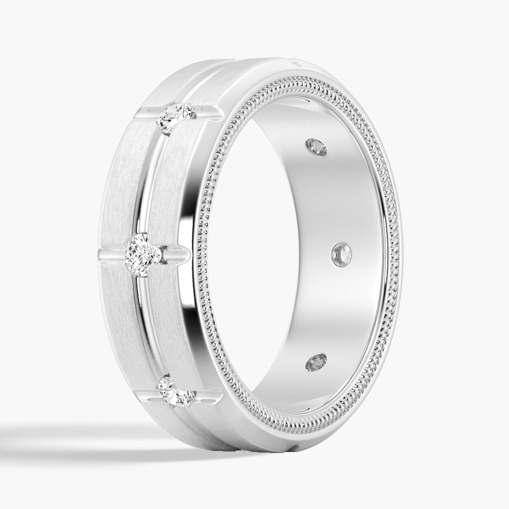 7.5mm Two Tone Matte Finish Moissanite Men's Wedding Band Ring - Durable & Elegant Jewelry for Grooms, Anniversaries and Special Occasions