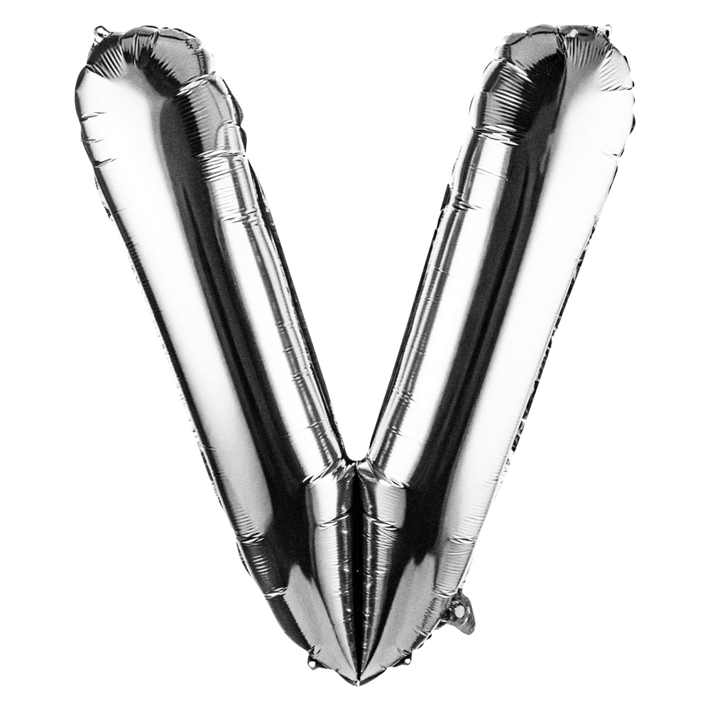 Balloonify Silver Mylar Letter V Balloon - 40 Inch Large Foil Alphabet Balloon for Birthday Parties, Baby Showers & Wedding Decorations - 1 Count Box