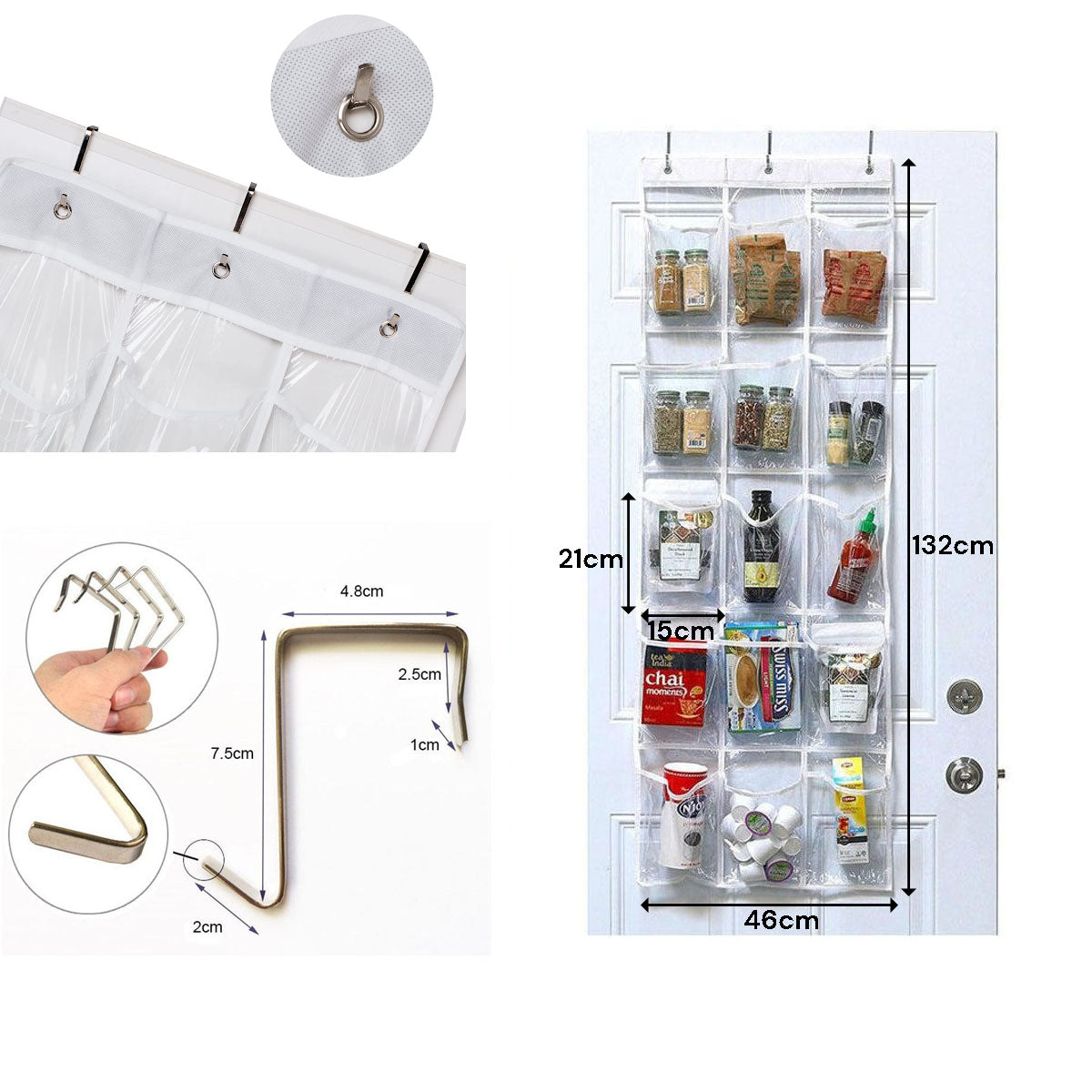 15-Pocket Over The Door Organizer - Space Saving Hanging Storage for Kitchen, Pantry, Shoes & More | Perfect for Small Spaces, Closets & Bathrooms