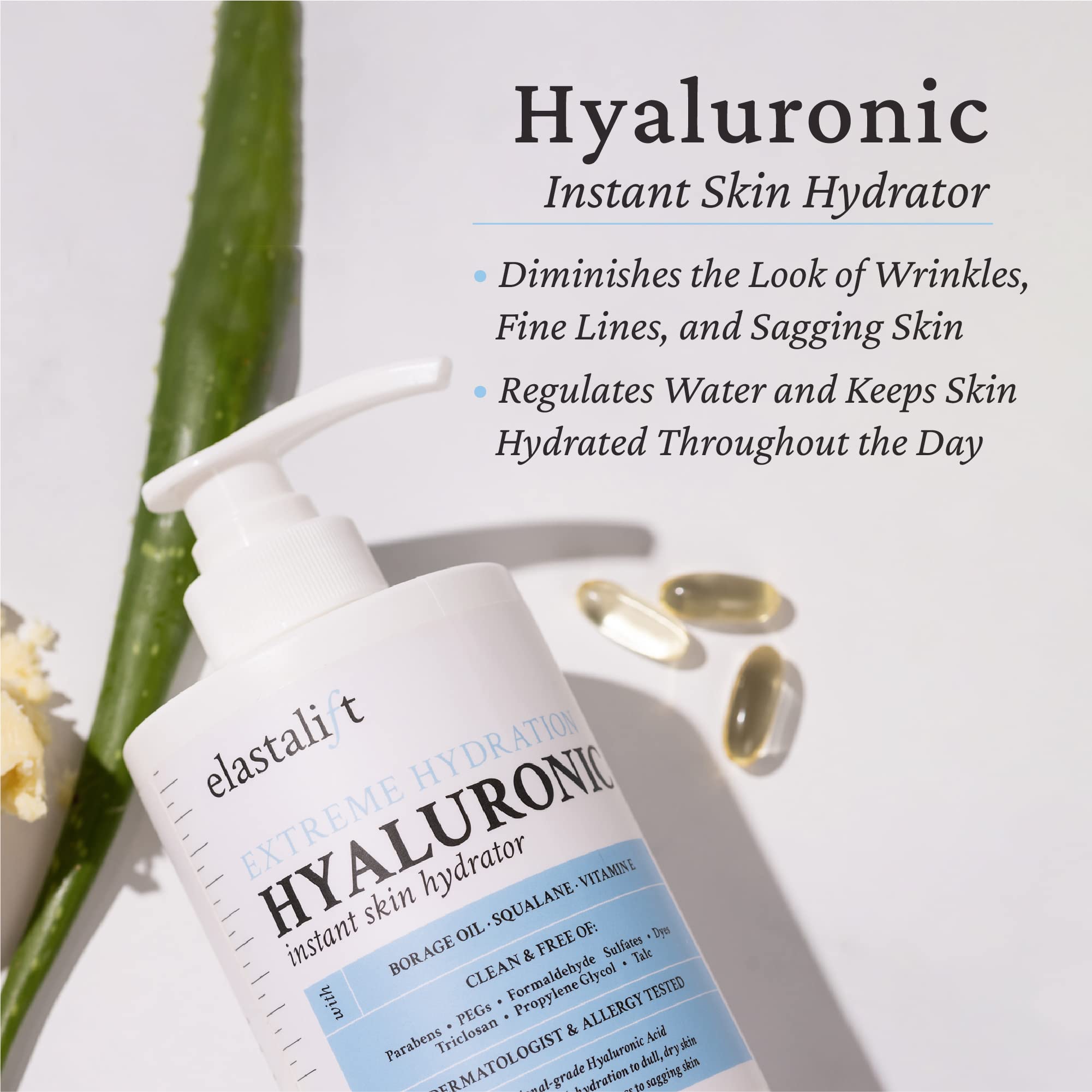 Elastalift Hyaluronic Acid Moisturizing Body Lotion & Face Cream - Anti-Aging Skincare for Wrinkles, Sagging Skin, Cellulite & Stretch Marks - Hydrating Dry Skin Treatment - 2 Pack - Perfect for Daily Use & Nighttime Skincare Routine