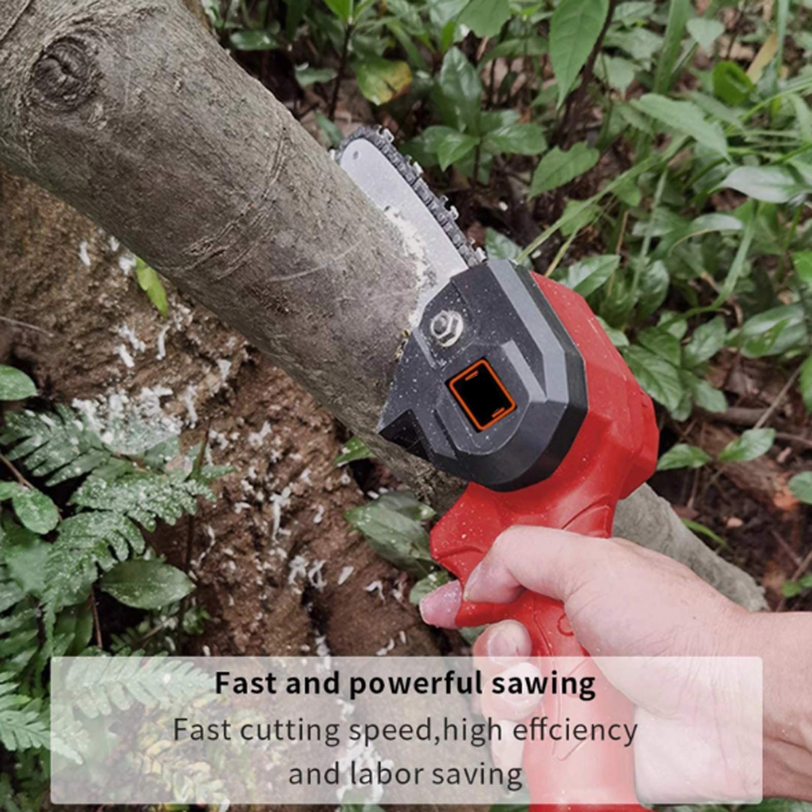 4 Inch Cordless Mini Chain Saw - 24V Rechargeable Battery, One-Hand Electric Pruning Saw for Tree Cutting, Branch Trimming & Yard Work | Perfect for Gardening, Landscaping & DIY Wood Projects (Blue)