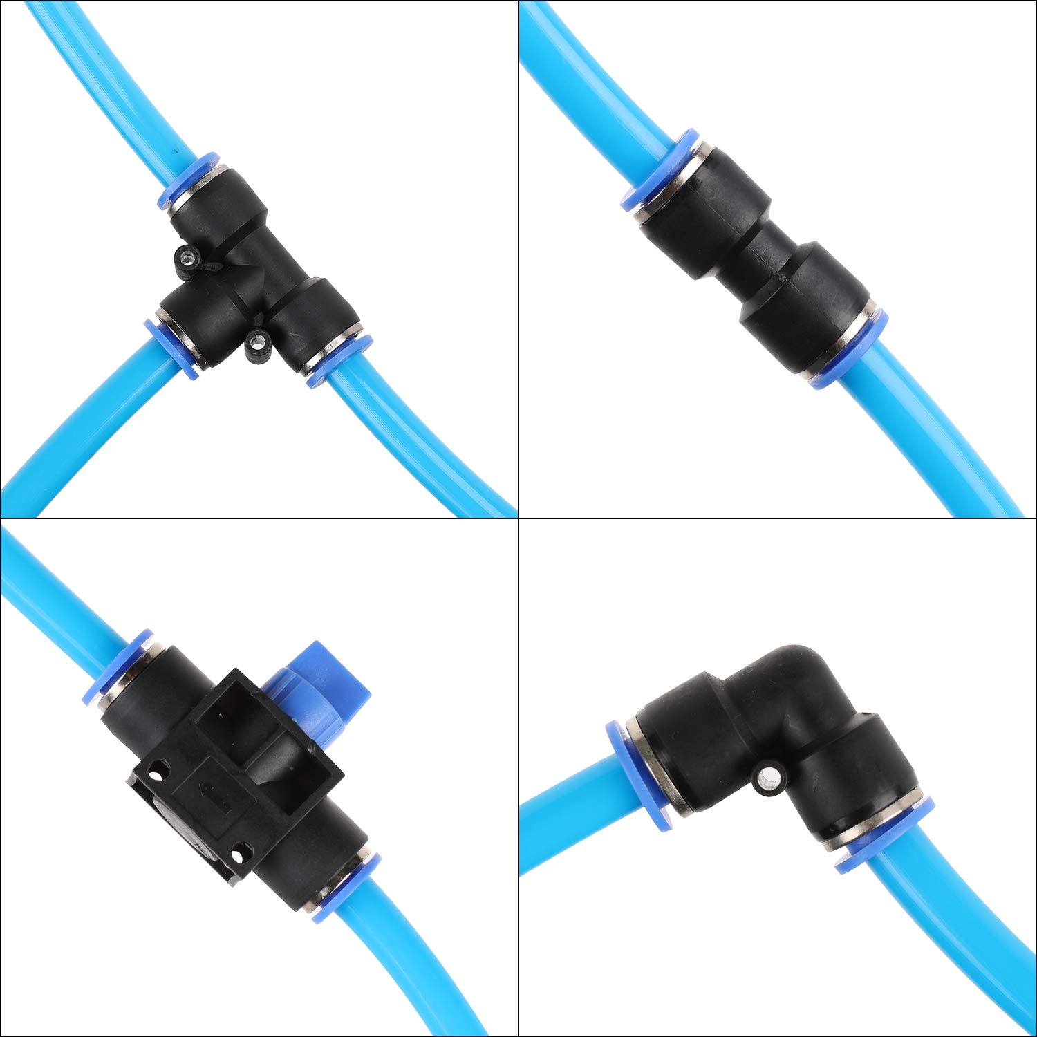 WYNNsky 3/8 Inch (9.5MM) OD × 60 Feet Nylon Air Compressor Hose Kit with 200PSI Rating, Includes Cutter, Tees, Mounting Clips & 49PCS Connectors - Perfect for Garage, Workshop & Industrial Air Compressor Systems