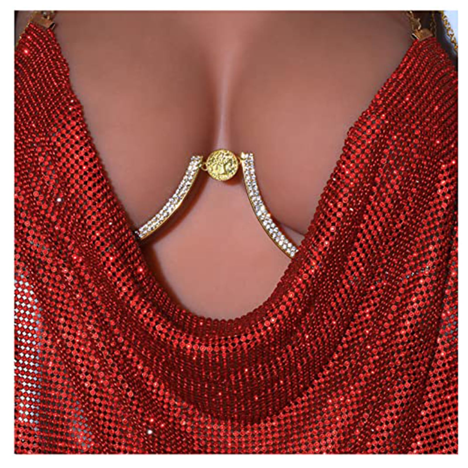 Sexy Rhinestone Body Chain Bra Jewelry - Gold Crystal Bikini Chest Harness for Women | Perfect for Beach Parties, Music Festivals & Boudoir Photography