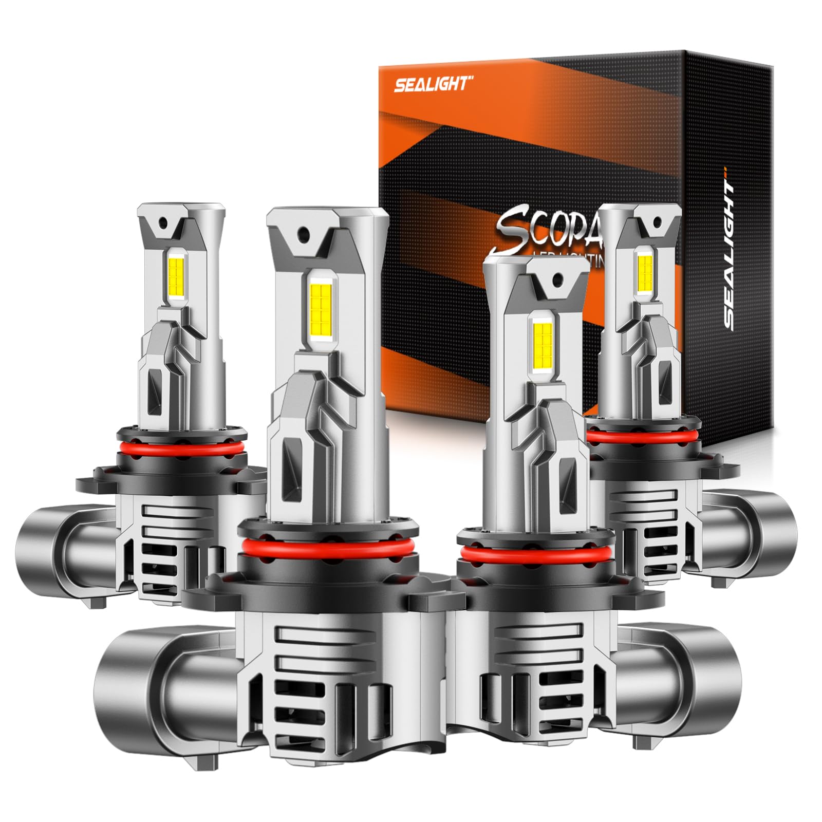 SEALIGHT 2024 Newest 9005 9006 LED Bulbs Combo - 40000LM HB3 HB4 Fog Lights 6500K White with Cooling Fan - 1:1 Mini Size for Powersports ATV/UTV - Plug & Play - Pack of 4 - Perfect for Off-Roading, Night Driving & Foggy Conditions