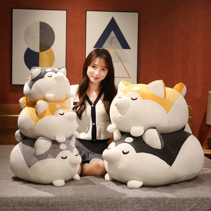 70cm Kawaii Animals Sleeping Dog Fatty Husky Plush Pillow - Super Soft Stuffed Toy for Kids, Boyfriend Gift, Couch & Bed Comfort Pillow - Perfect for Naps, Cuddling and Home Decor