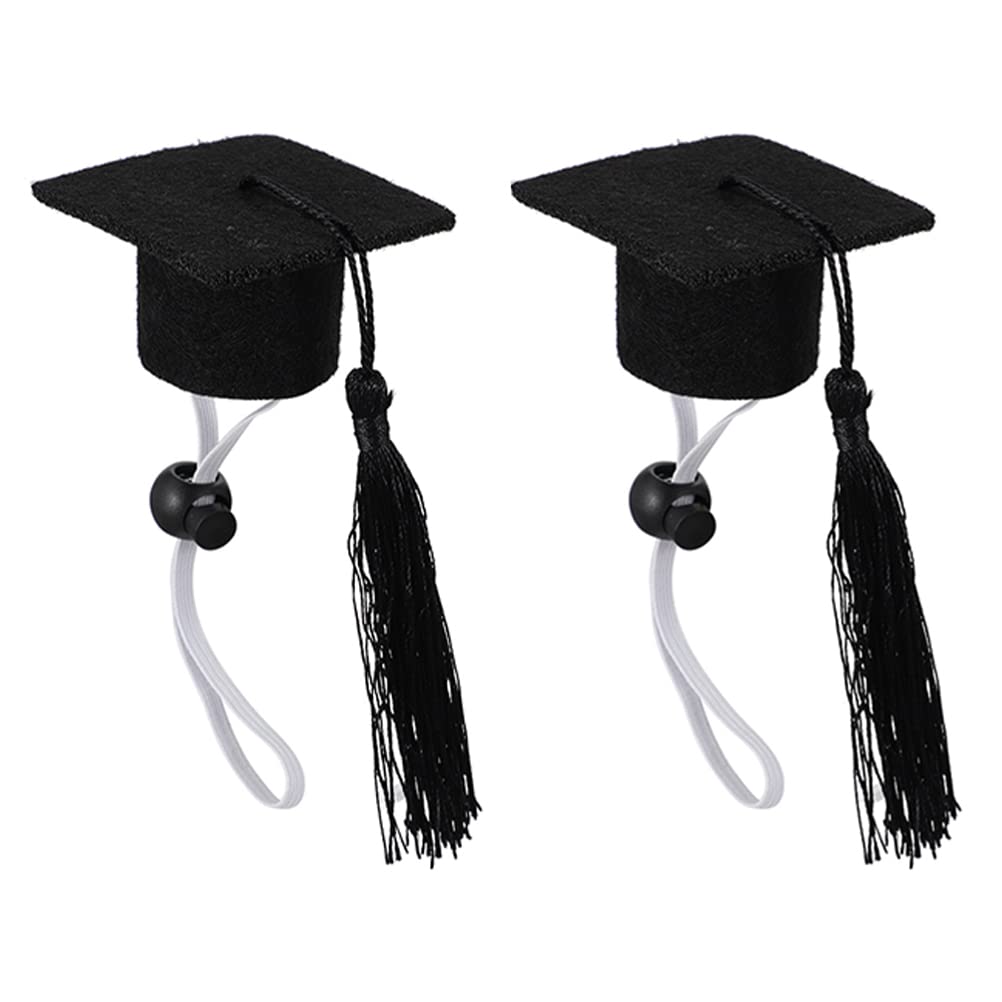 LUOZZY 2Pcs Graduation Pet Costume Set - Dog Graduation Gown & Cap for Small Medium Dogs - Perfect for Graduation Photos & Ceremonies (Black)