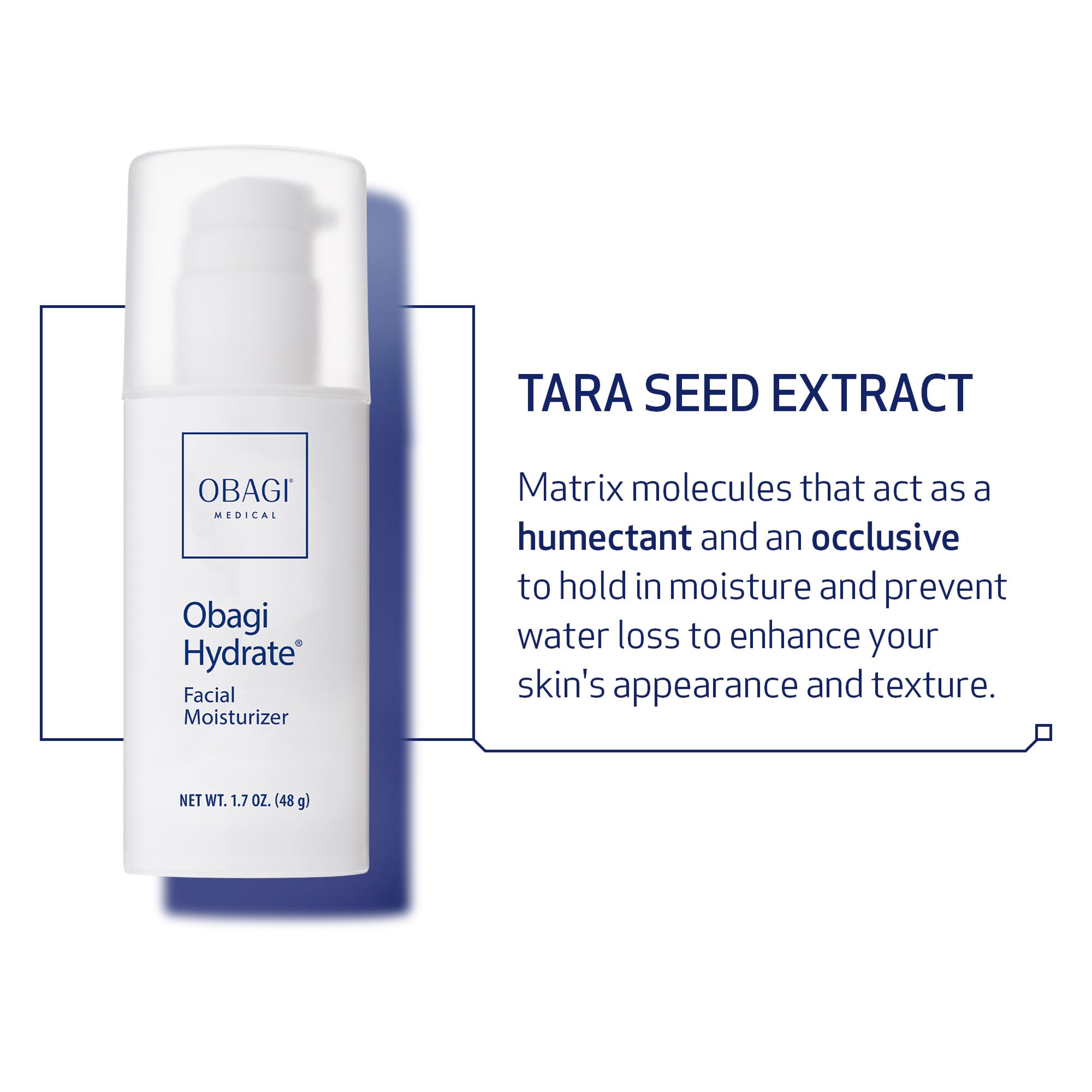 Obagi Hydrate Facial Moisturizer - Non-Comedogenic Daily Hydrating Cream with Tara Seed Extract, Shea Butter & Avocado Oil for Dry Skin | Day & Night Use for Glowing Complexion