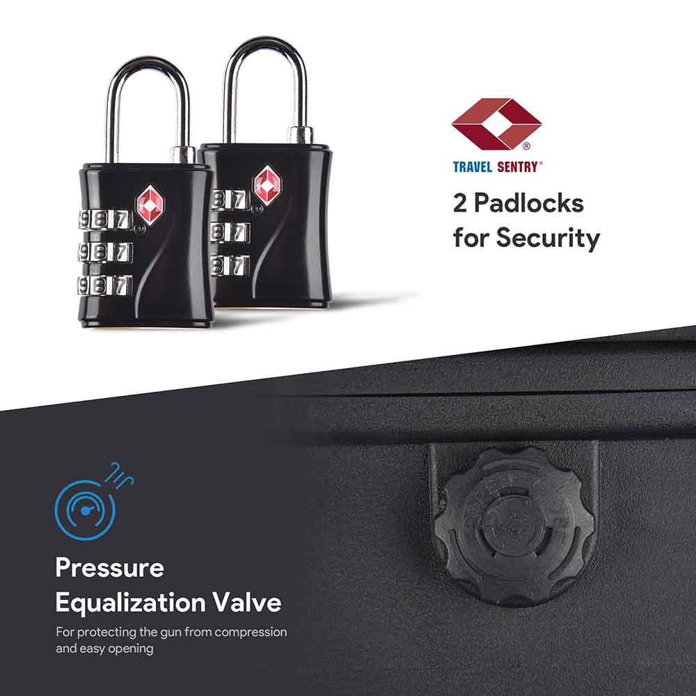 TheLAShop Heavy Duty Locking Rifle Case with TSA Approved Padlocks - Waterproof IP67 Rated, 53