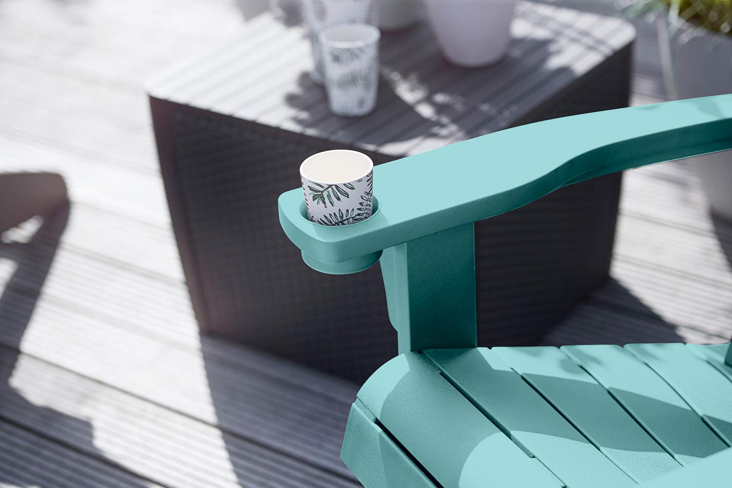 Keter Alpine Adirondack Resin Outdoor Patio Chairs with Cup Holder - Weather-Resistant Teal Plastic Furniture for Beach, Pool, Fire Pit & Garden Seating - Perfect for Relaxing Outdoors