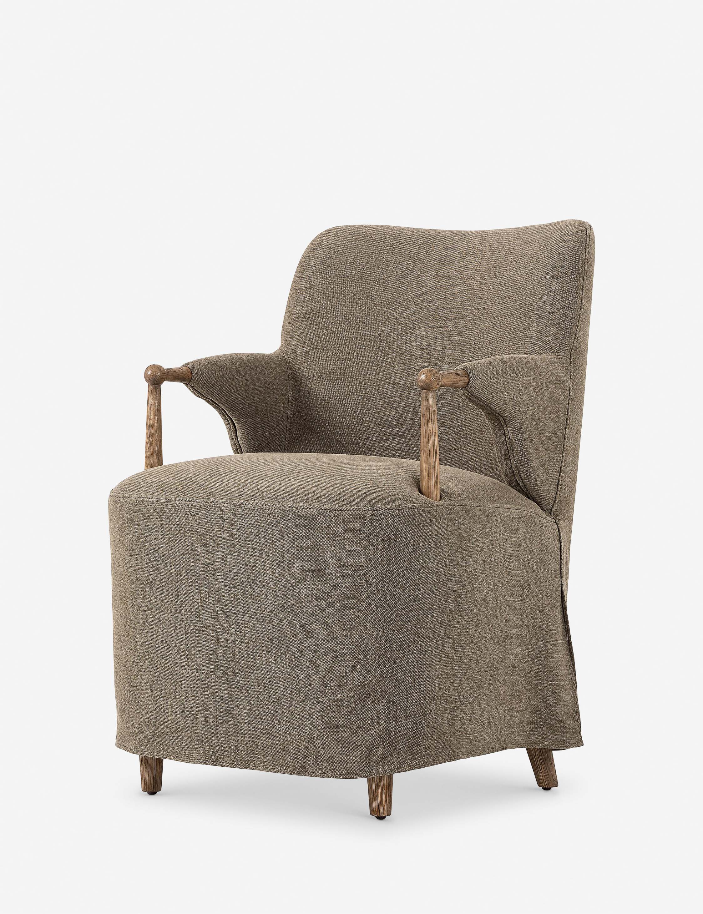 Amber Lewis x Four Hands Brently Dining Chair - Modern Wooden Dining Room Chair with Upholstered Seat - Perfect for Kitchen, Dining Room, and Home Office
