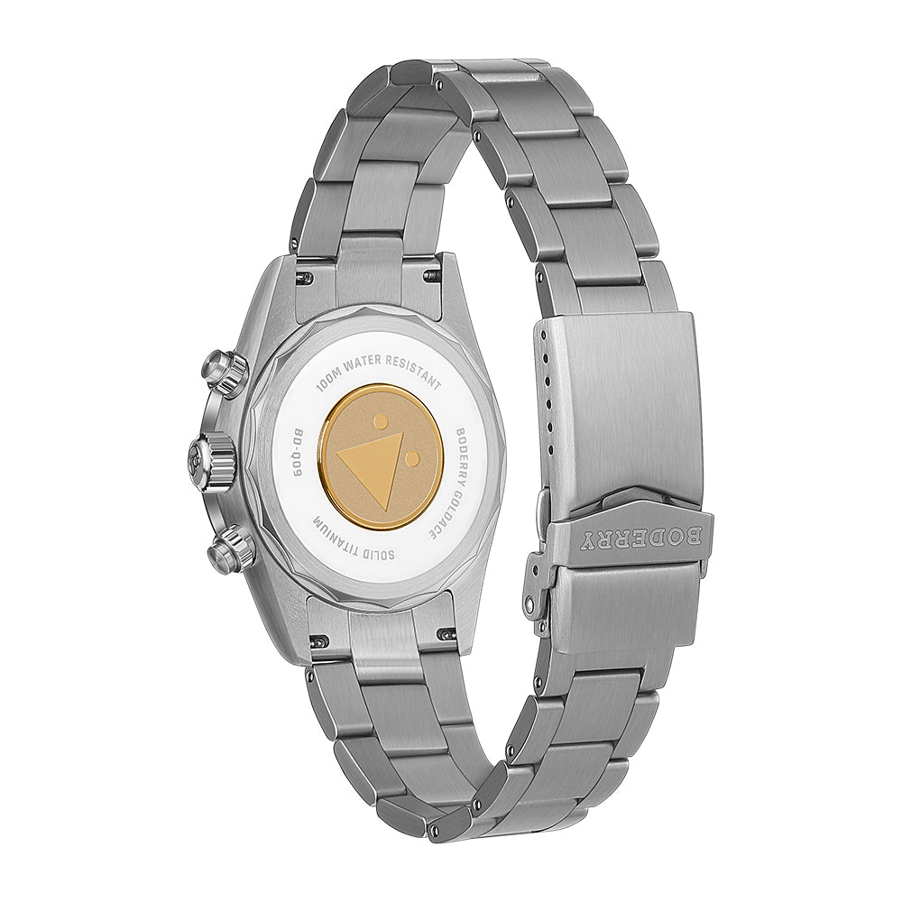GOLDACE 100M Water Resistant Titanium Mecha Quartz Chronograph Watch for Men - Cream Dial | Durable Luxury Sports Watch for Diving, Swimming & Outdoor Activities