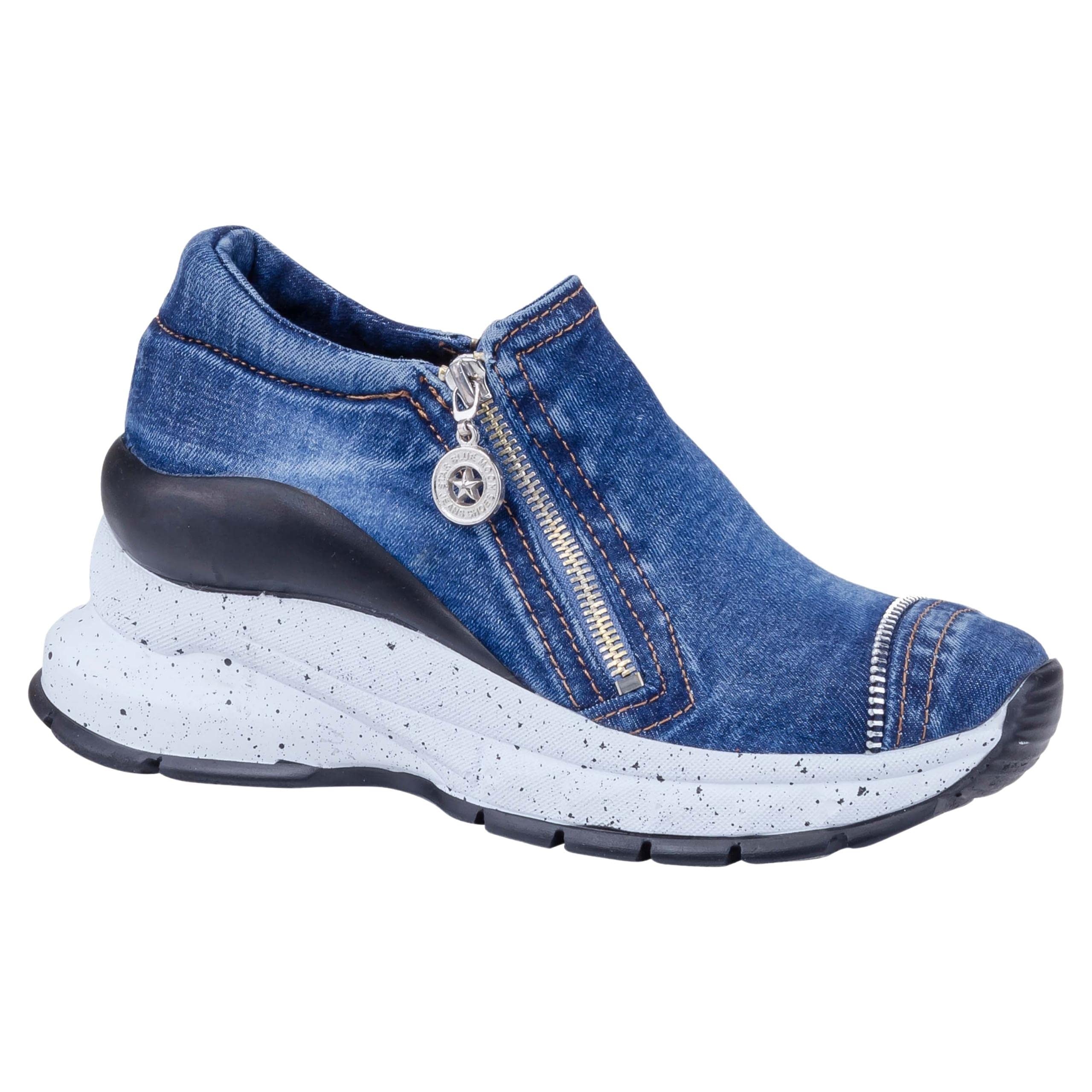 Handmade Women's Blue Denim Embroidered Athletic Shoes - Fashion Sneakers for Running & Casual Wear - Perfect Birthday Gift for Her (Size 9, Blue)