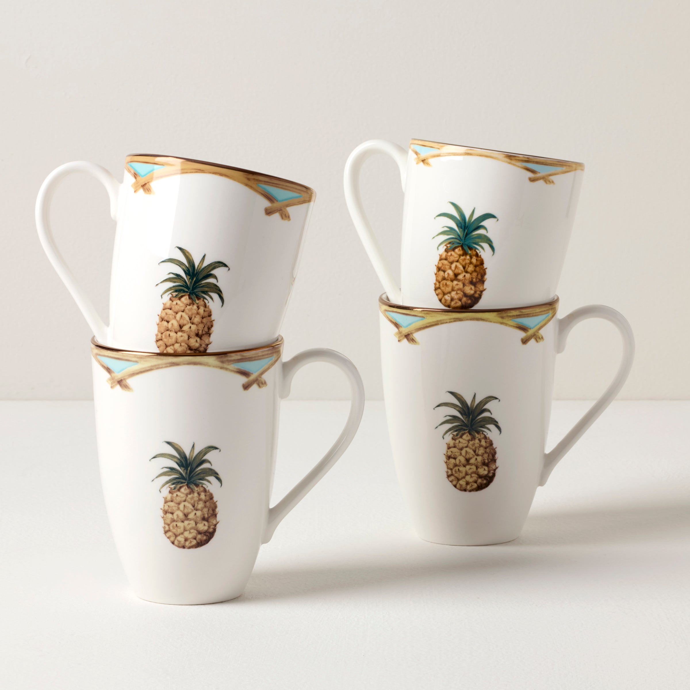 British Colonial Style Bamboo Mugs Set of 4 - Vintage Inspired Coffee Cups for Tea, Hot Chocolate & Iced Drinks - Perfect for Home, Office & Outdoor Use