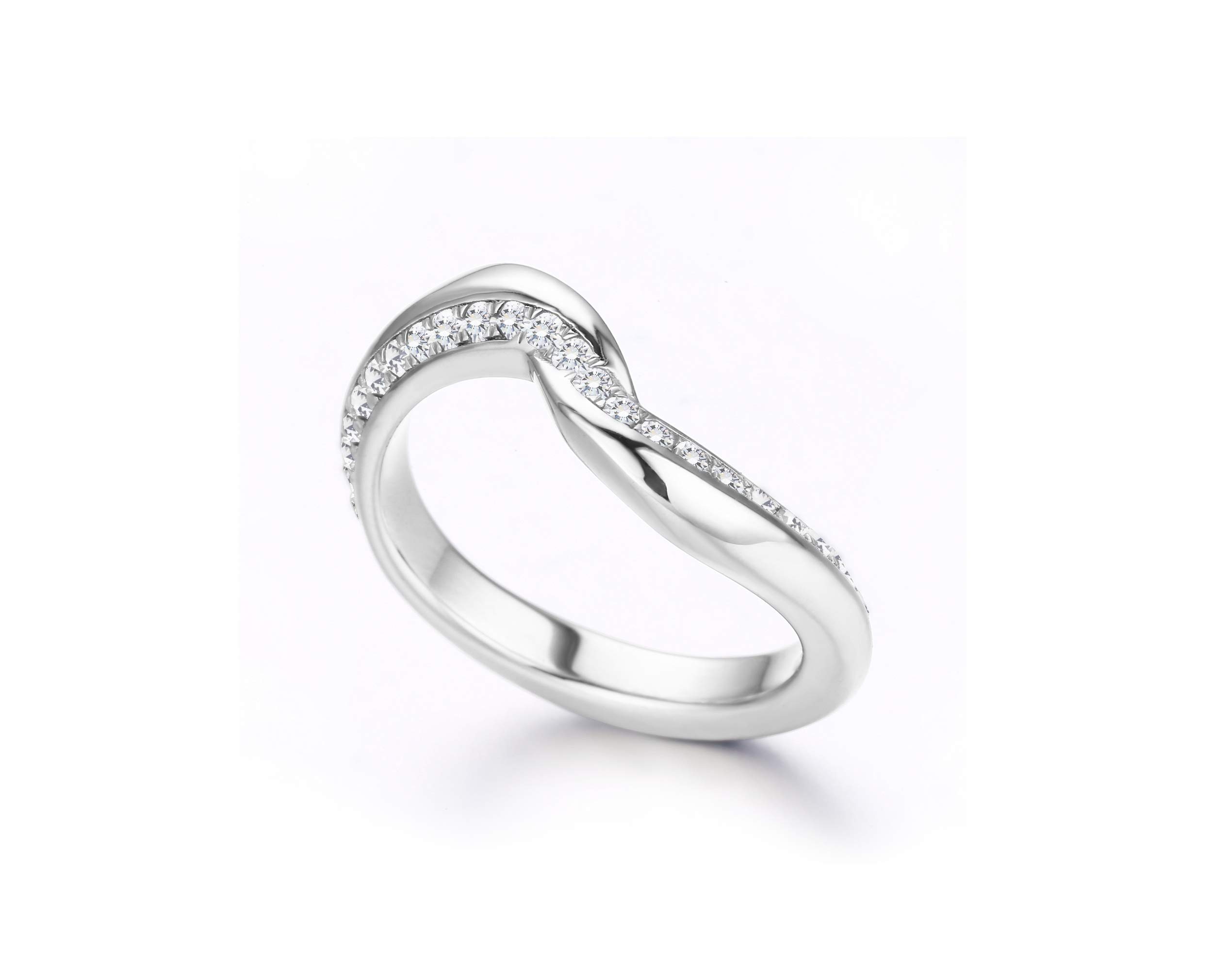 14K White Gold Swirl Eternity Ring with Pave Diamonds - April Birthstone Wedding Band & Engagement Ring for Women | Unique Minimalist Jewelry Gift for Anniversary, Valentine's Day & Special Occasions