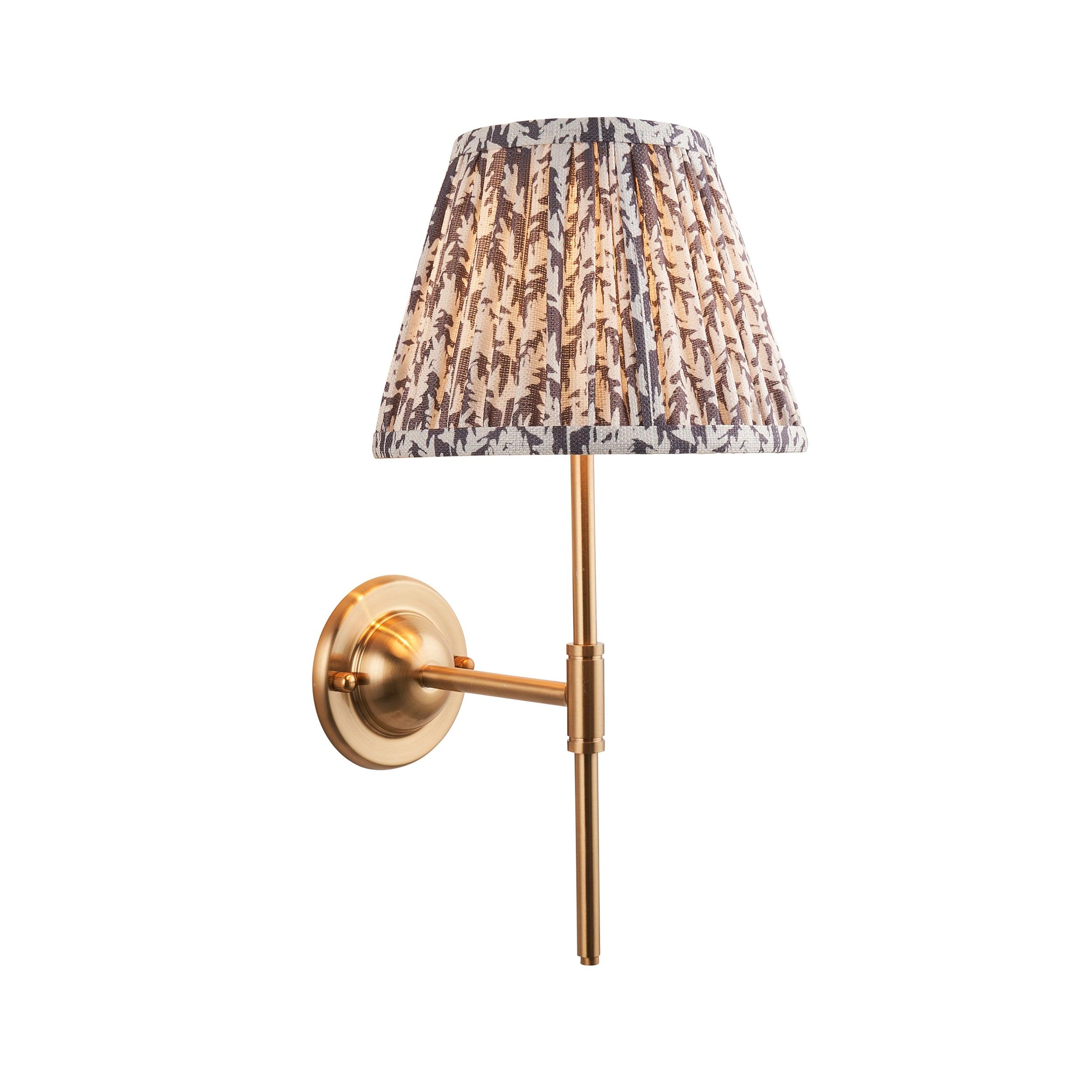 Vintage Dome T Bar Brass Wall Light with 20cm Pearl Grey Leaf Shade - Perfect for Living Room, Bedroom, and Hallway Lighting