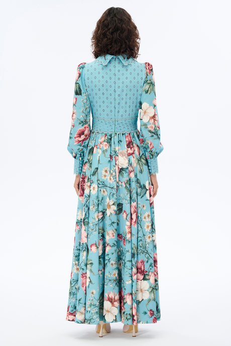 Elegant Floral Print Maxi Dress with Stylish Shirt Collar - Perfect for Summer Weddings, Beach Vacations & Casual Outings