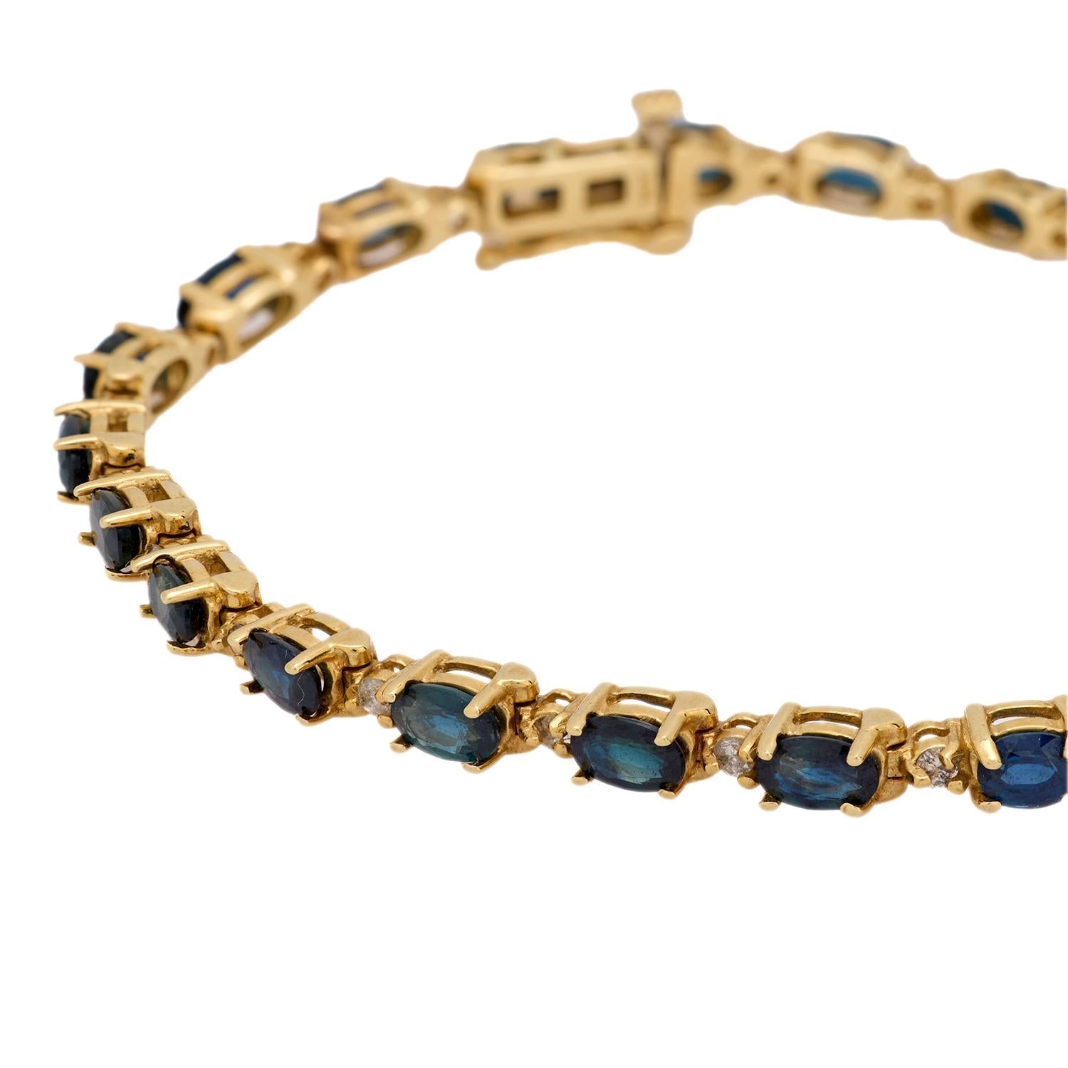 Vintage 5.55 Carat Sapphire & Diamond 14K Yellow Gold Bracelet for Women - Elegant Jewelry Gift for Anniversary, Birthday & Special Occasions